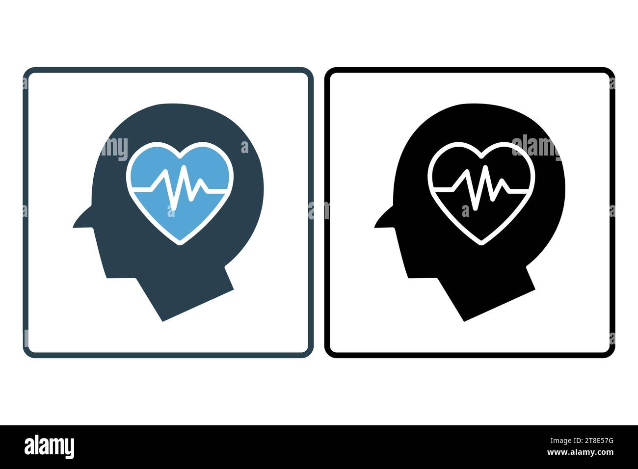 icône de santé mentale. icône d'impulsion de tête humaine, cerveau médical et cœur. icône liée à la santé mentale, la méditation, le bien-être. style d'icône solide. vect. simple Illustration de Vecteur