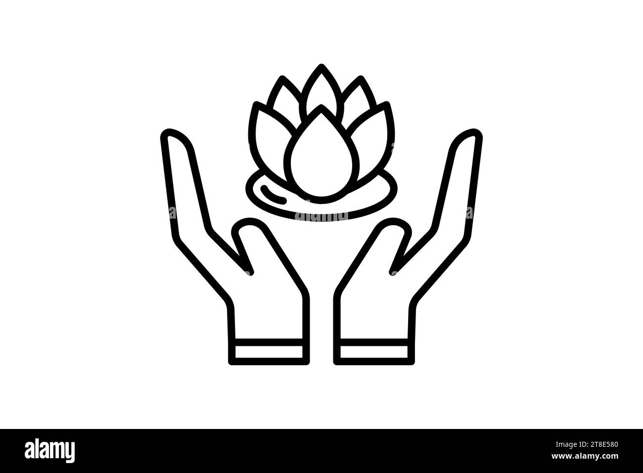 main tenant l'icône lotus. icône liée à la méditation, bien-être, spa. style d'icône de ligne. conception vectorielle simple modifiable Illustration de Vecteur