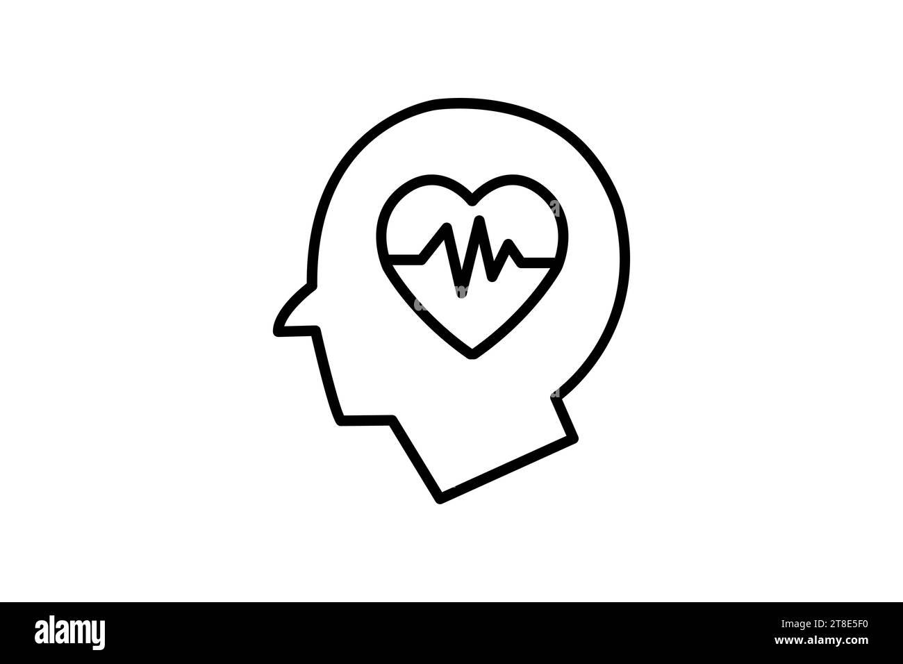 icône de santé mentale. icône d'impulsion de tête humaine, cerveau médical et cœur. icône liée à la santé mentale, la méditation, le bien-être. style d'icône de ligne. vecto simple Illustration de Vecteur
