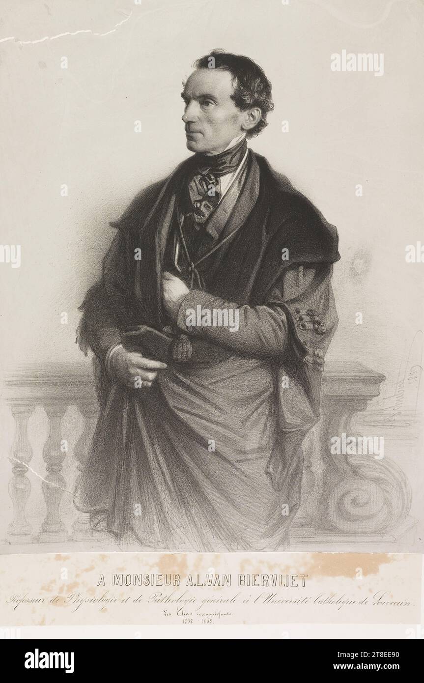 JH. Schubert 1859. À M. A.L. VAN BIERVLIET, Professeur de physiologie et pathologie générale à l’Université catholique de Louvain. Ses élèves reconnaissants. 1858-1859 Banque D'Images