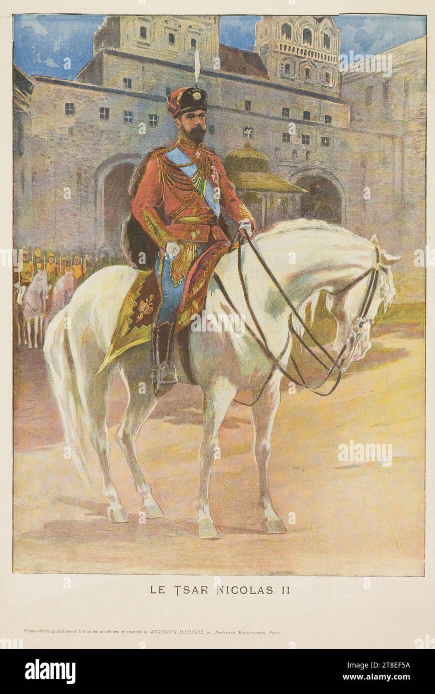 TSAR NICOLAS II Gratuit pour tous les acheteurs et abonnés de RÉGIMENT ILLUSTRÉ, 90, Boulevard Montparnasse, Paris Banque D'Images