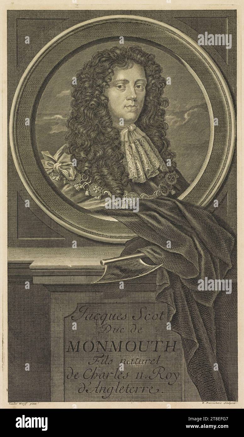 James Scotus Duc de MONMOUTH fils naturel de Charles II. Roi d'Angleterre. Van der Werff pinx. E. Desrochers Sculpsit Banque D'Images