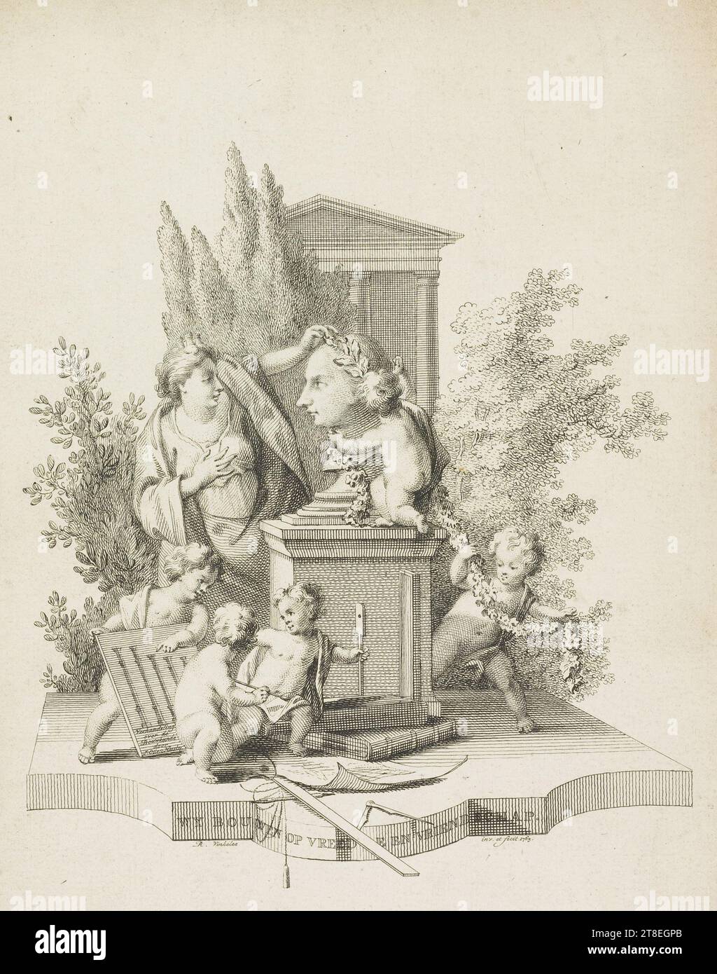 Possible décrit Jacob Otten Husly (1738-1796). WY BOUEN OP VREEDE ET VRIENDSCAP. R. Vinkeles inv. et fecit. 1765 Banque D'Images