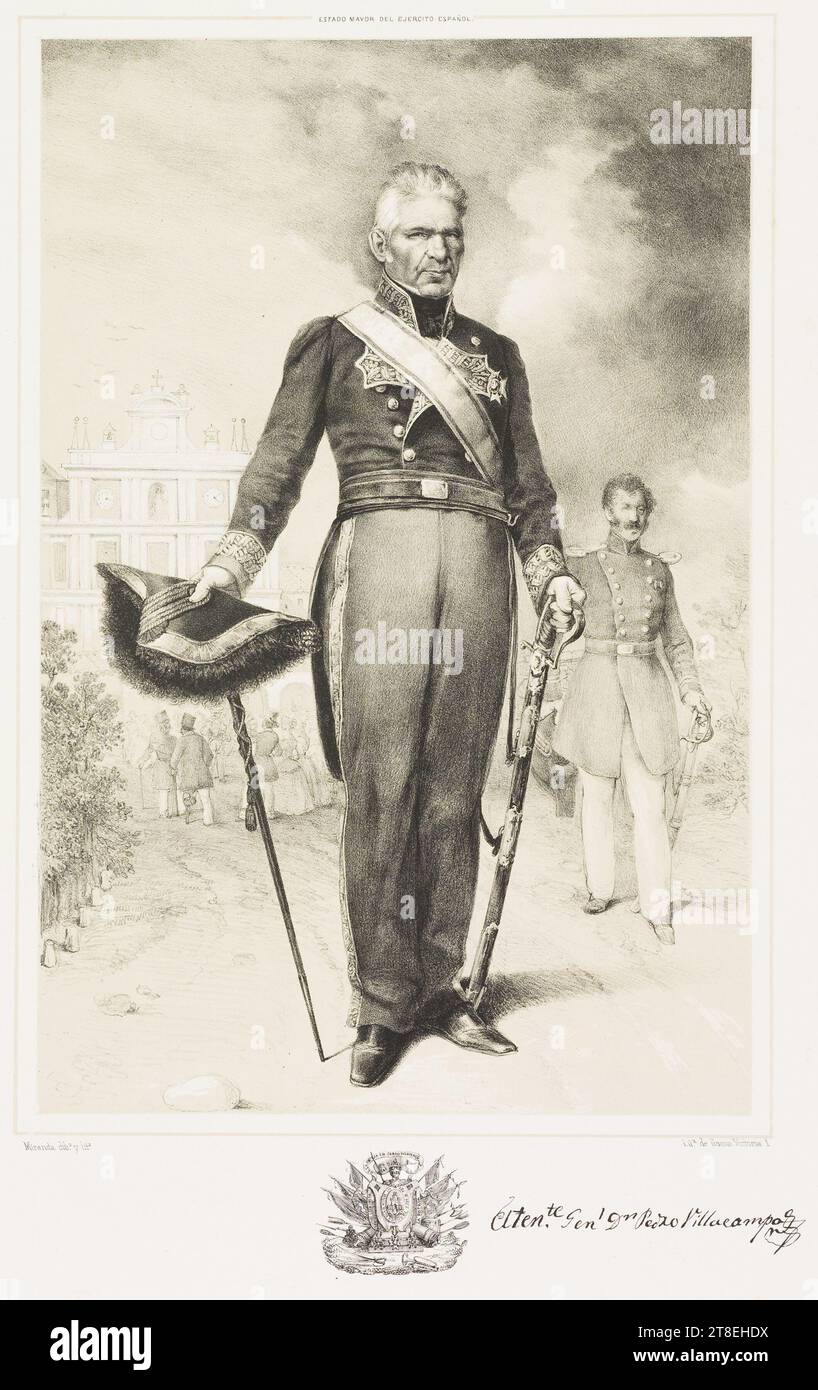 ESTADO MAYOR DEL EJERCITO ESPAÑOL. Miranda dibo. y lito. Lita. De J. Donon, Victoria 1. [?]Ten GEn' DN Pedro Villacampa [signature Banque D'Images