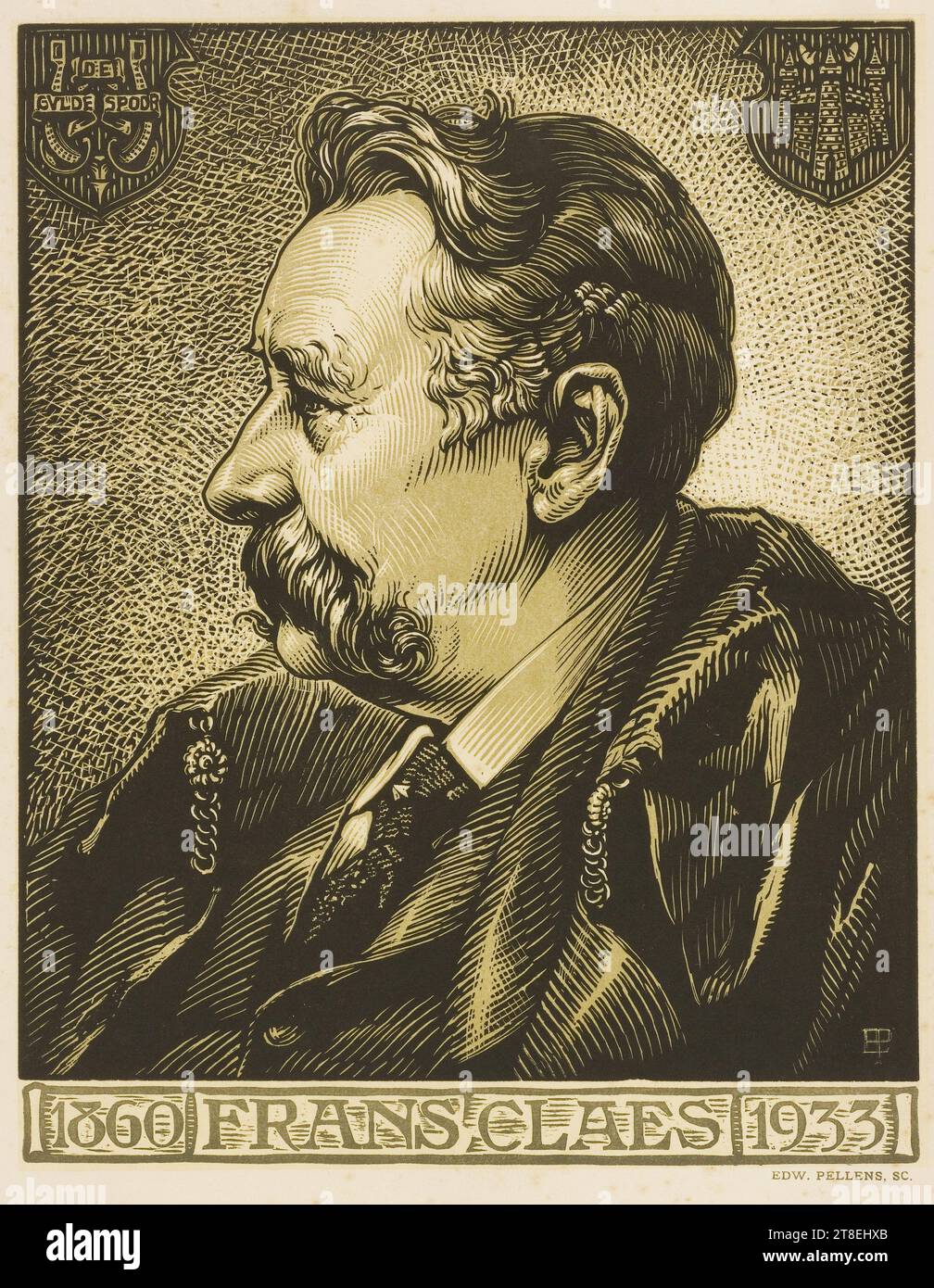 LE TRACÉ GVLDE. Monogramme EP. 1860 FRANS CLAES 1933. EDW. PELLENS, SC Banque D'Images