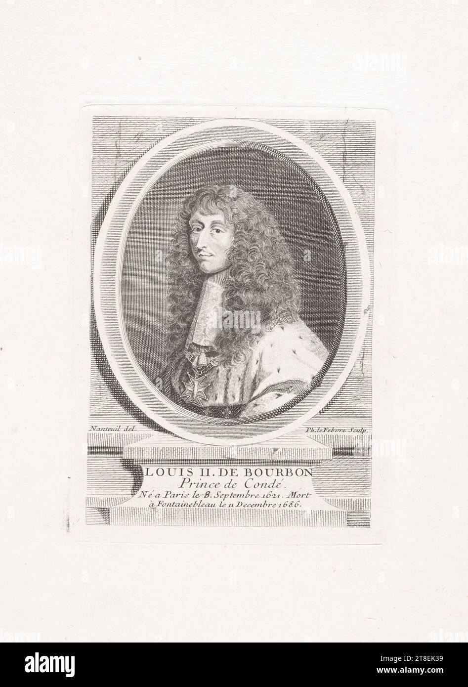 Nanteuil del. PH. Lefebvre Sculp. LOUIS II DE BOURBON Prince de Condé. Né à Paris le 8. Septembre 1621. Décès à Fontainebleau le 11 décembre 1686 Banque D'Images