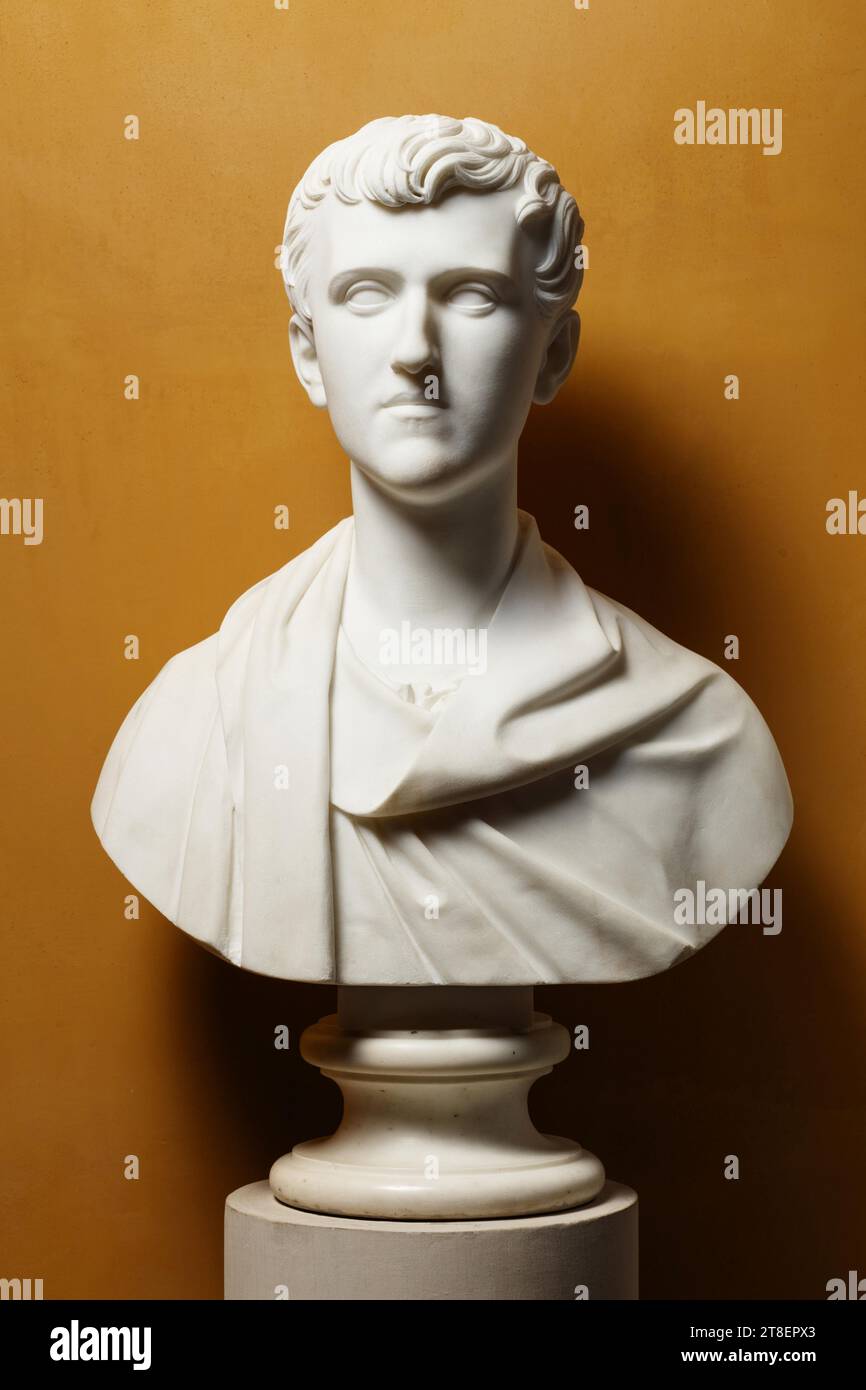 Frederik (VII), Bertel Thorvaldsen, 1770-1844, pas avant avril 1828, Sculpture, buste, buste portrait, Prince Frederik (1808-63) était le fils du Prince Christian Frederik et de sa première épouse, Charlotte Frederikke de Mecklembourg-Schwerin. Thorvaldsen a modelé le buste du prince de dix-neuf ans alors que le prince était en longue visite à Rome en 1828 - l'année même, soit dit en passant, où il s'est marié., sculpté, hauteur 67,6 cm, Sculpture, européen, modernité (1800 - 1914), Italie, Latium, Rome Banque D'Images