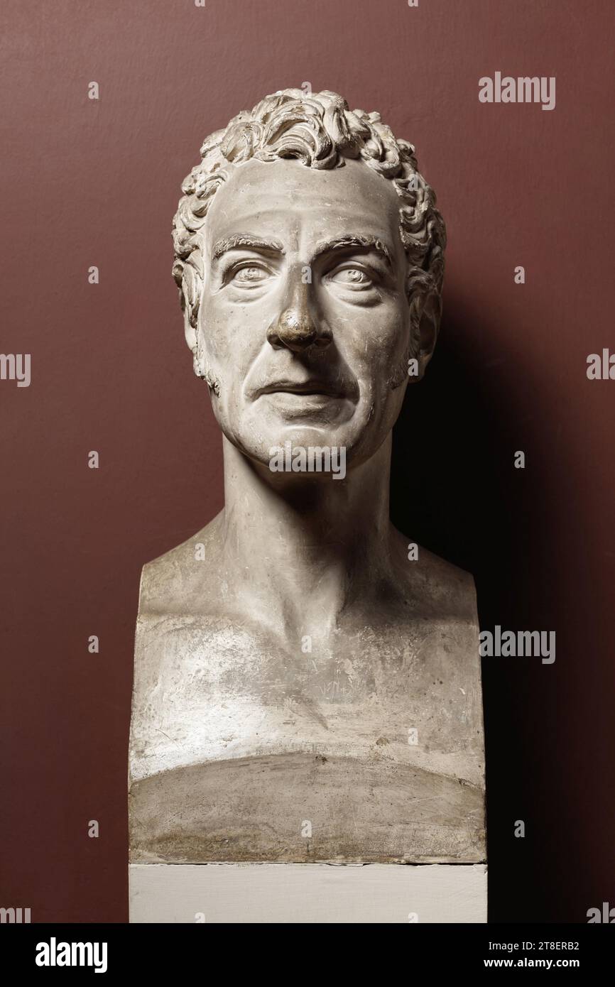 Júrij Aleksándrovitj Golóvkin, Bertel Thorvaldsen, 1770-1844, au plus tôt mars 1819 - au plus tard mai 1819, Sculpture, Herm, Sculpture, buste, buste portrait, Golovkine était un comte russe et homme d'État qui a vécu de 1762 à 1846., fonte, hauteur 54 cm, Sculpture, européen, modernité (1800 - 1914 Banque D'Images