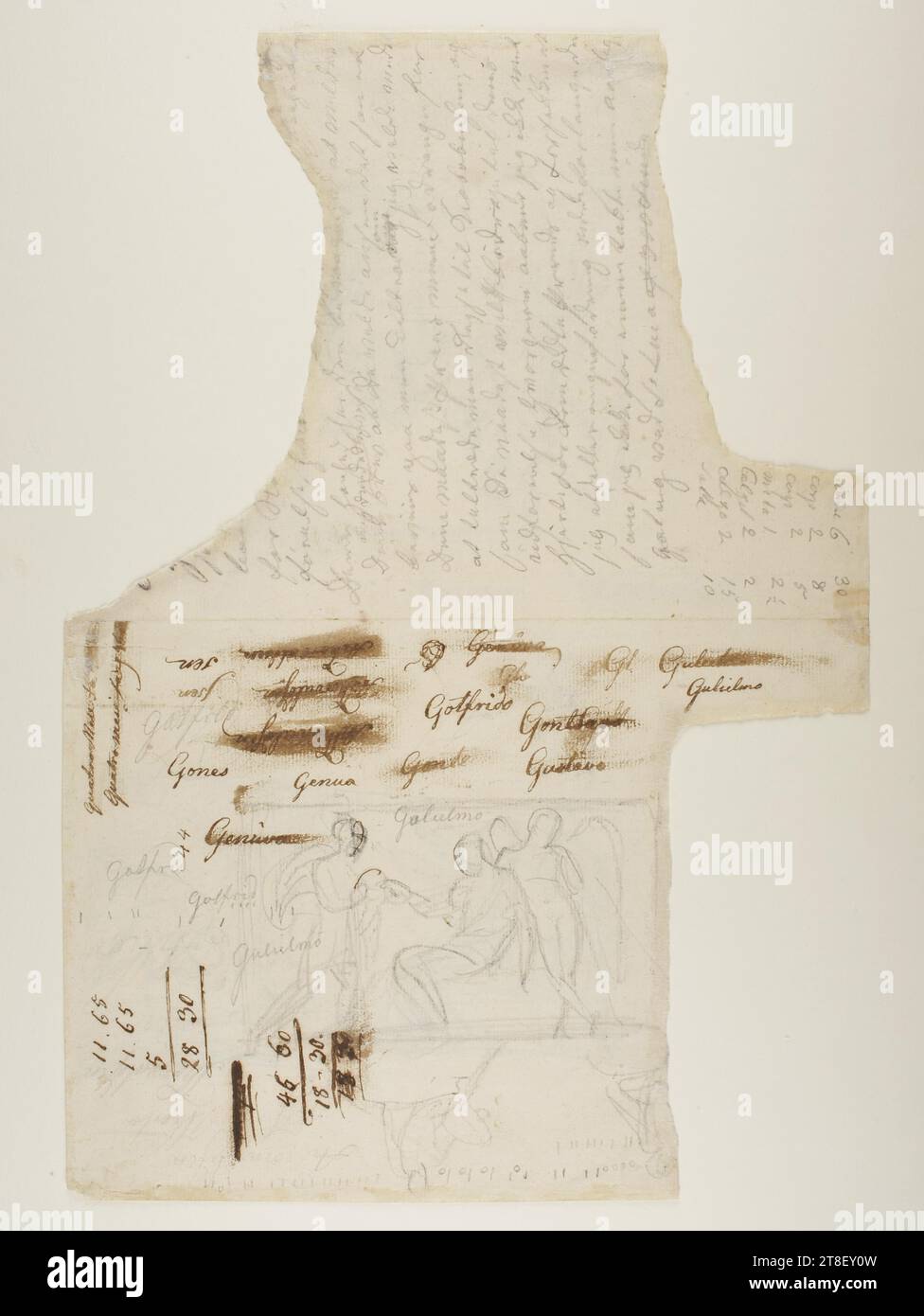 Le mourant Johan Philipp Bethmann-Hollweg reçoit un serment d'honneur de son frère, Bertel Thorvaldsen, 1770-1844, 1813, dessin, papier, couleur, Graphite, dessiné, hauteur 367 mm, largeur 252 mm, Gones, Genua, Genova, Gulielmo, Gotfrido, Gulielmo Gustavo, A. Thorvaldsen, Talsammenlægninger, Regnskab pour vasketøj, Brevkoncept til Prins Christian Frederik, dessinateur, dessin, européen, modernité (1800 - 1914 Banque D'Images