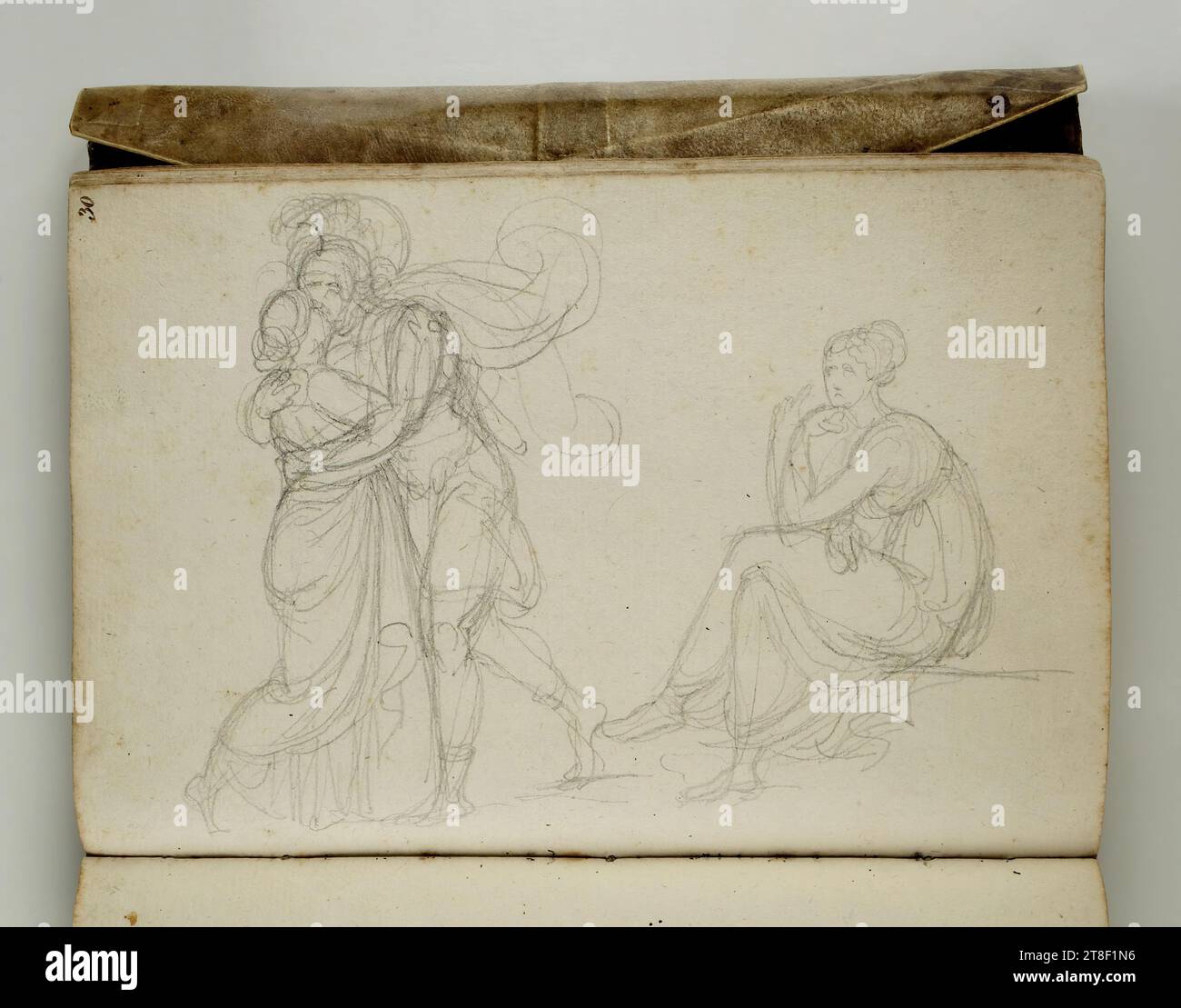 Hector, Andromache, et l'infirmière, Bertel Thorvaldsen, 1770-1844, livre, Sketchbook, page Sketchbook, dessin, papier, couleur, Graphite, dessiné, hauteur 135 mm, largeur 206 mm, dessinateur, dessin, européen, modernité (1800 - 1914 Banque D'Images