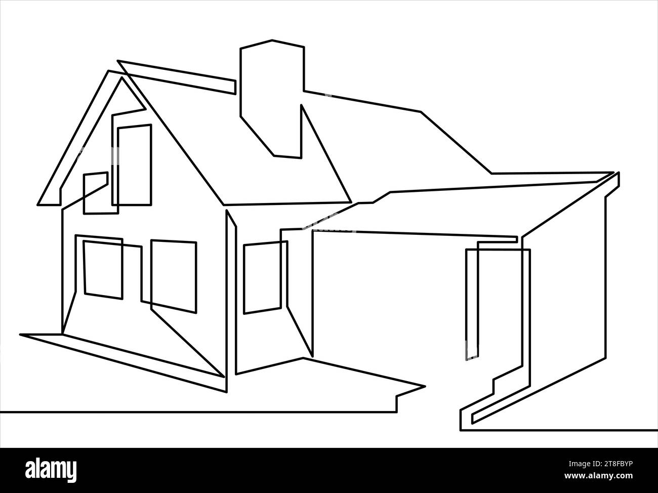 dessin au trait continu de la maison Illustration de Vecteur