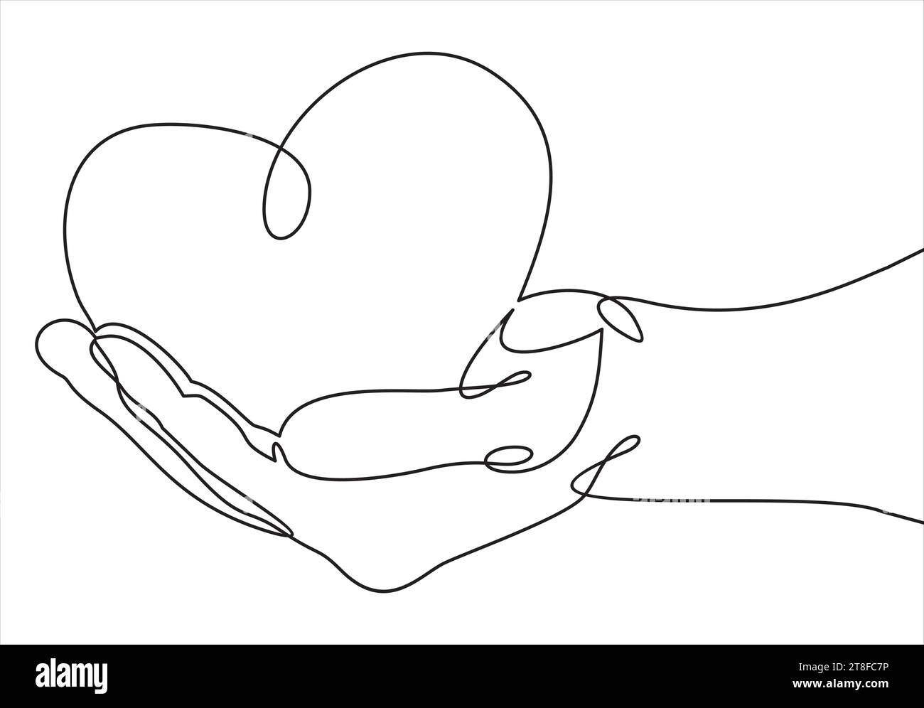 Dessin au trait continu coeur main Banque de photographies et d’images