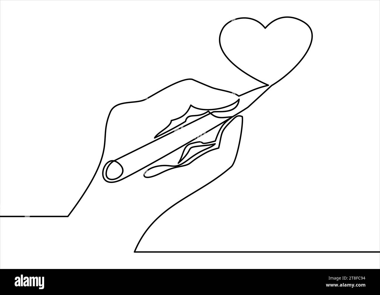 dessin à la main du coeur - dessin au trait continu Illustration de Vecteur