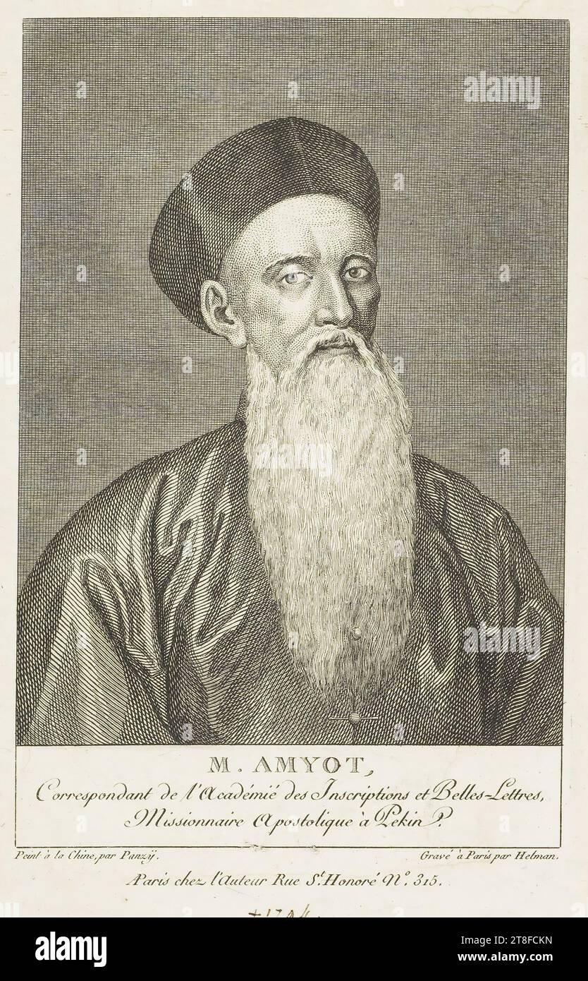 M. AMYOT, correspondant de l'Académie des inscriptions et belles-lettres, missionnaire apostolique à Pékin. Peint en Chine, par Panzij. Gravé à Paris par Helman. extérieur de l'image : bas, centre Banque D'Images