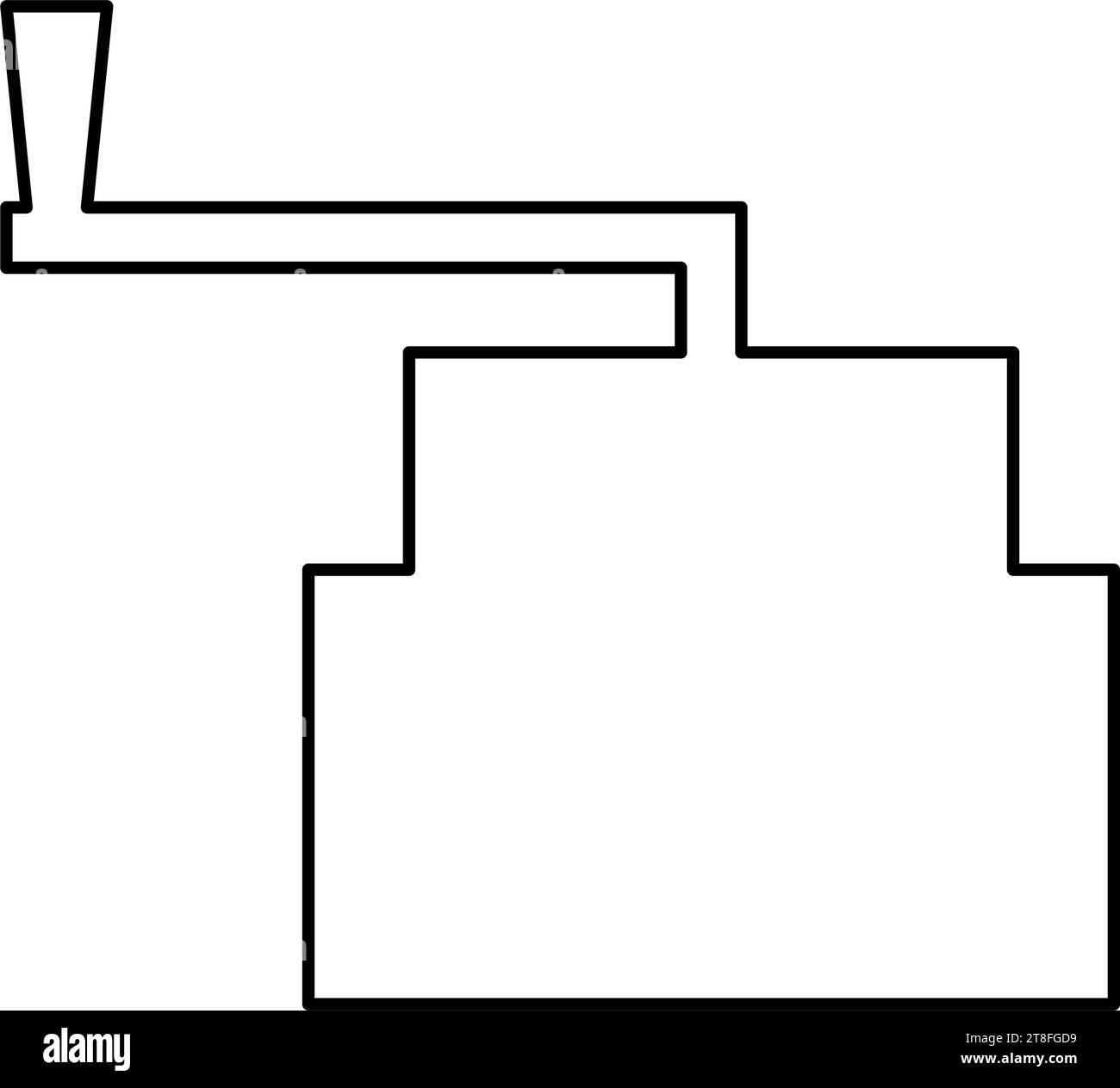 Millstone manuel Old Stone moulin production de farine grain de broyage avec support de poignée contour ligne icône de contour de ligne de couleur noire illustration vectorielle Illustration de Vecteur