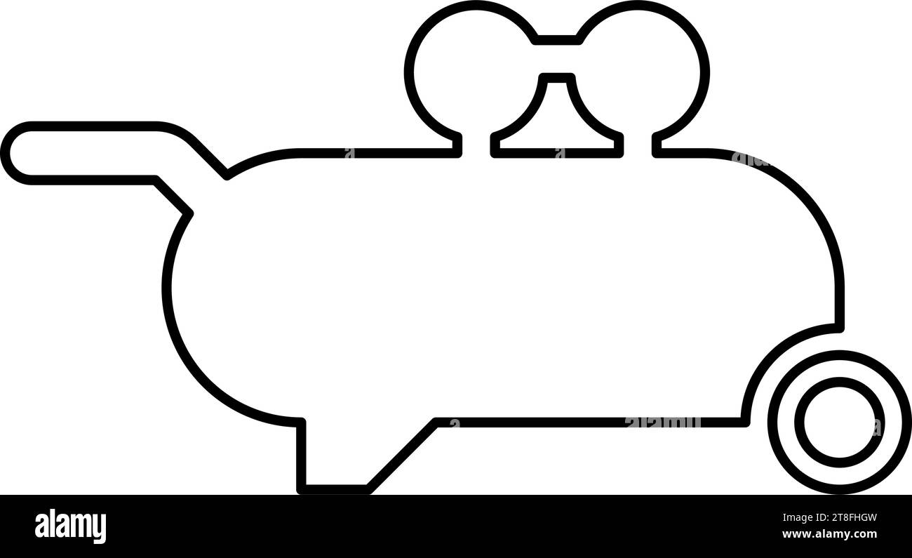 Compresseur d'air pneumatique contour ligne icône couleur noire illustration vectorielle image mince plat style simple Illustration de Vecteur
