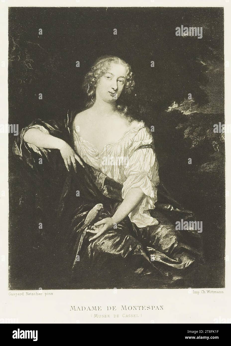 Gaspard Netscher pinx. imp. CH. Wittmann. MADAME DE MONTESPAN, (MUSÉE CASEL). Illustration de : Jean LEMOINE et André LICHTENBERGER : de la Vallière à Montespan ; Paris : Calmann-Levy Banque D'Images