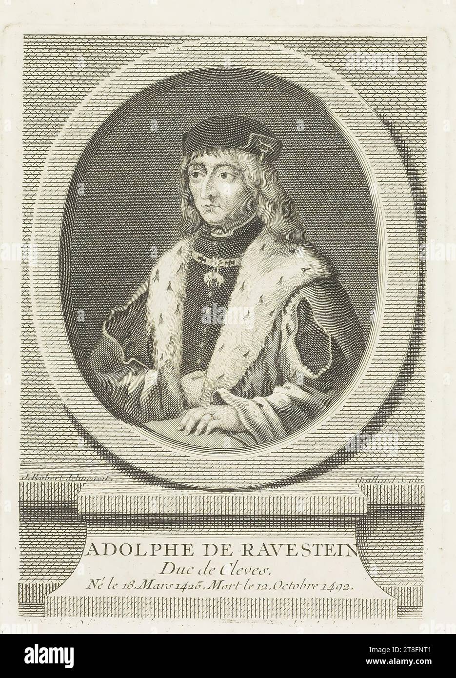 Sous l'impression, le texte semble avoir été supprimé. ADOLPHE DE RAVESTEIN, duc de Cleves, né le 13.mars 1425.mort le 12. Octobre 1492 Banque D'Images