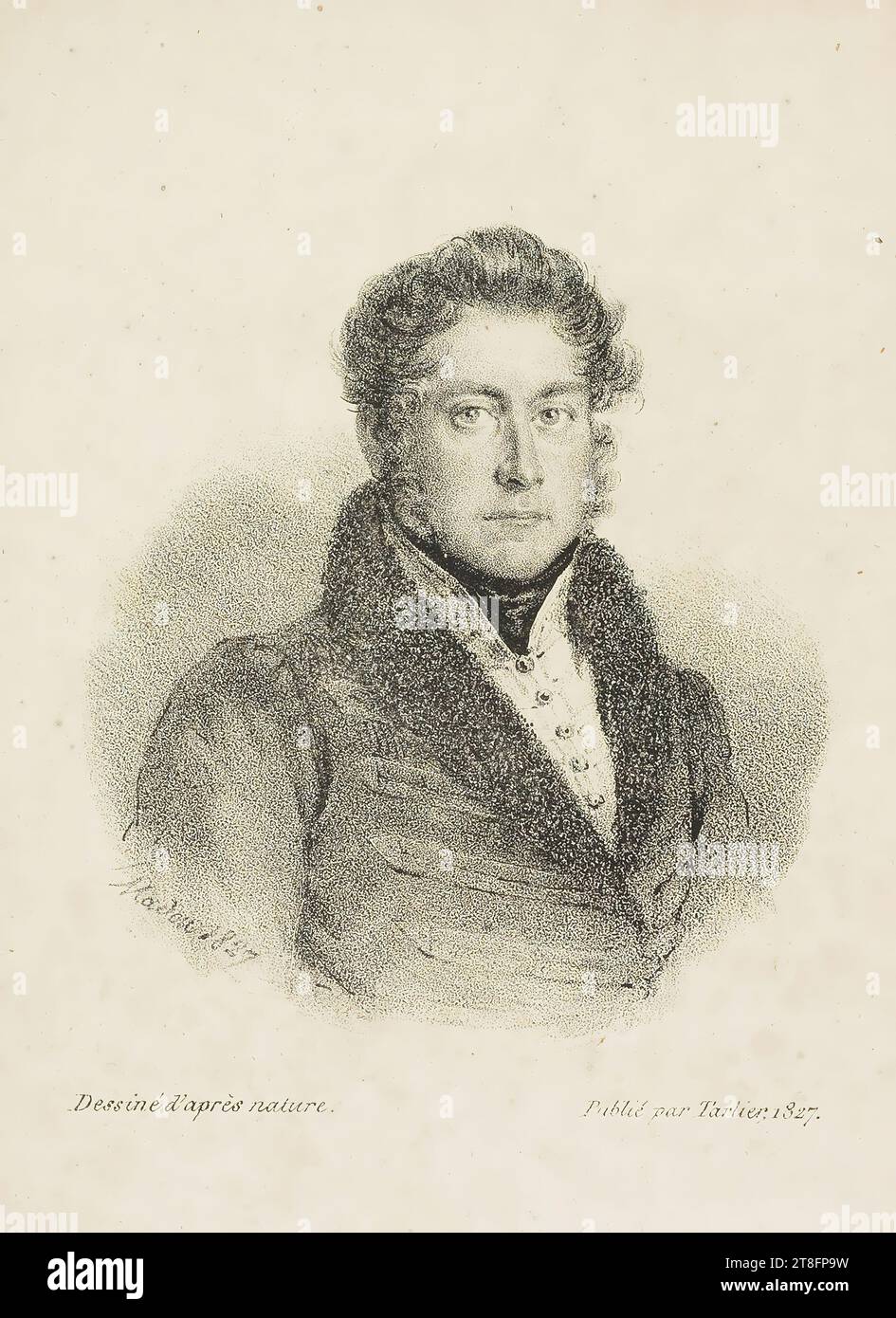 Possible autoportrait de Madou. Madou 1827. Tiré de la nature. Publié par Tarlier 1827 Banque D'Images