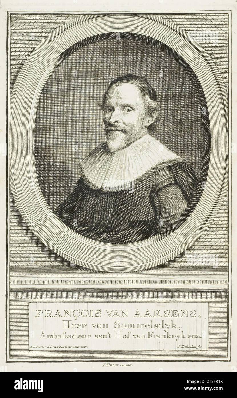 FRANÇOIS VAN AARSENS, seigneur de Sommelsdyk, ambassadeur à la Cour de France etc. A. Schouman DEL. Après Orig. Ou Mievelt. J. Houbraken fec. I. TIRION excudit Banque D'Images