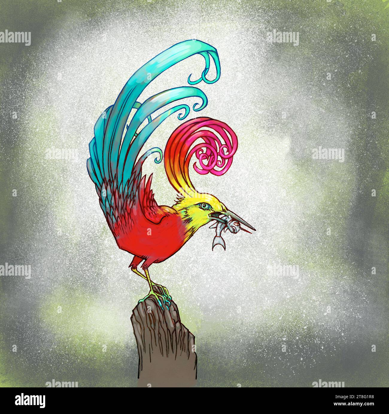 Art, oiseau mythologique sarimanok, également connu sous le nom de papanok dans sa forme féminine, est un oiseau légendaire du peuple Maranao de Mindanao, aux Philippines Banque D'Images