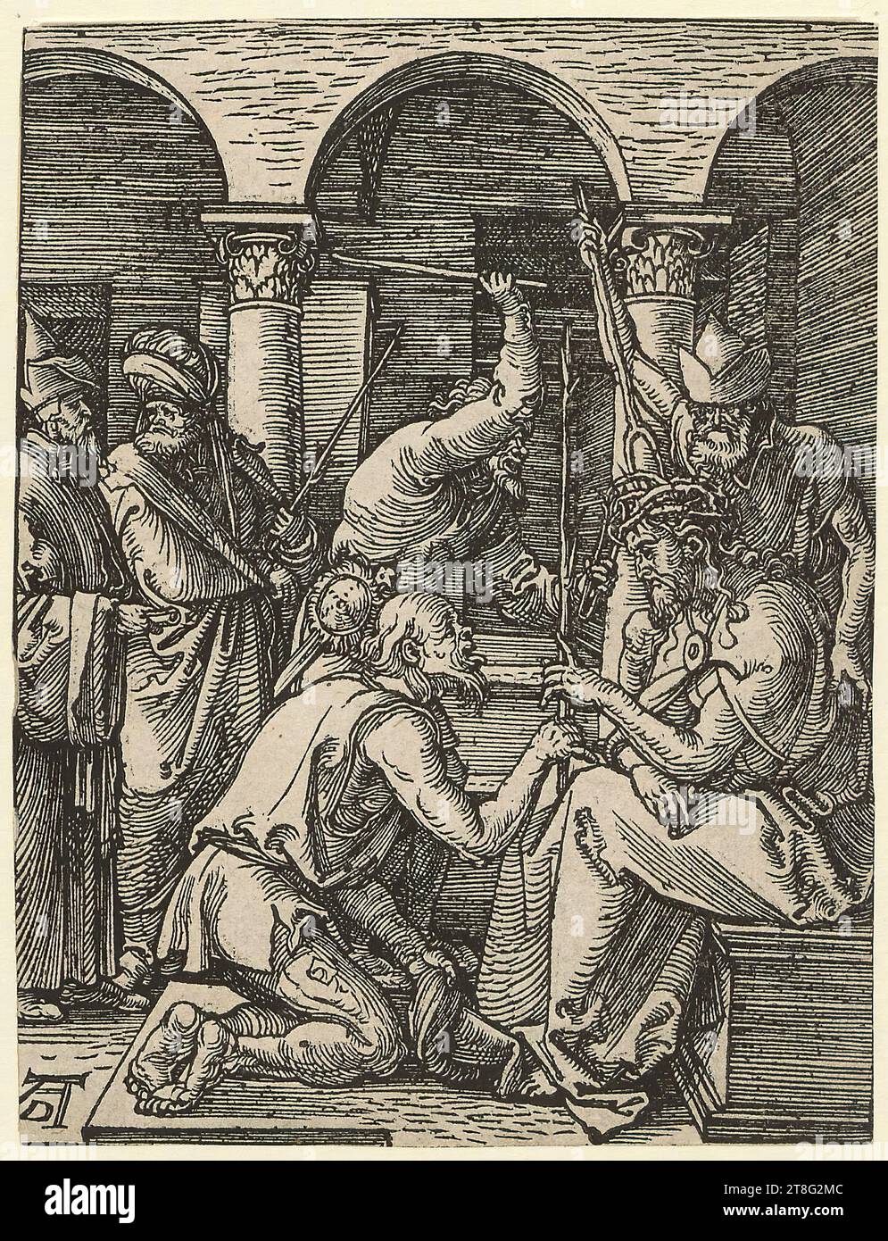 Albrecht Dürer (1471 - 1528), Couronnement d'épines, feuille 19 de la série 'Small Woodcut passion', support d'impression : circa 1509, gravure sur bois, taille de la feuille : 12,5 x 9,5 cm (rogné)' Field3 monogrammé 'ad' en bas à gauche Banque D'Images