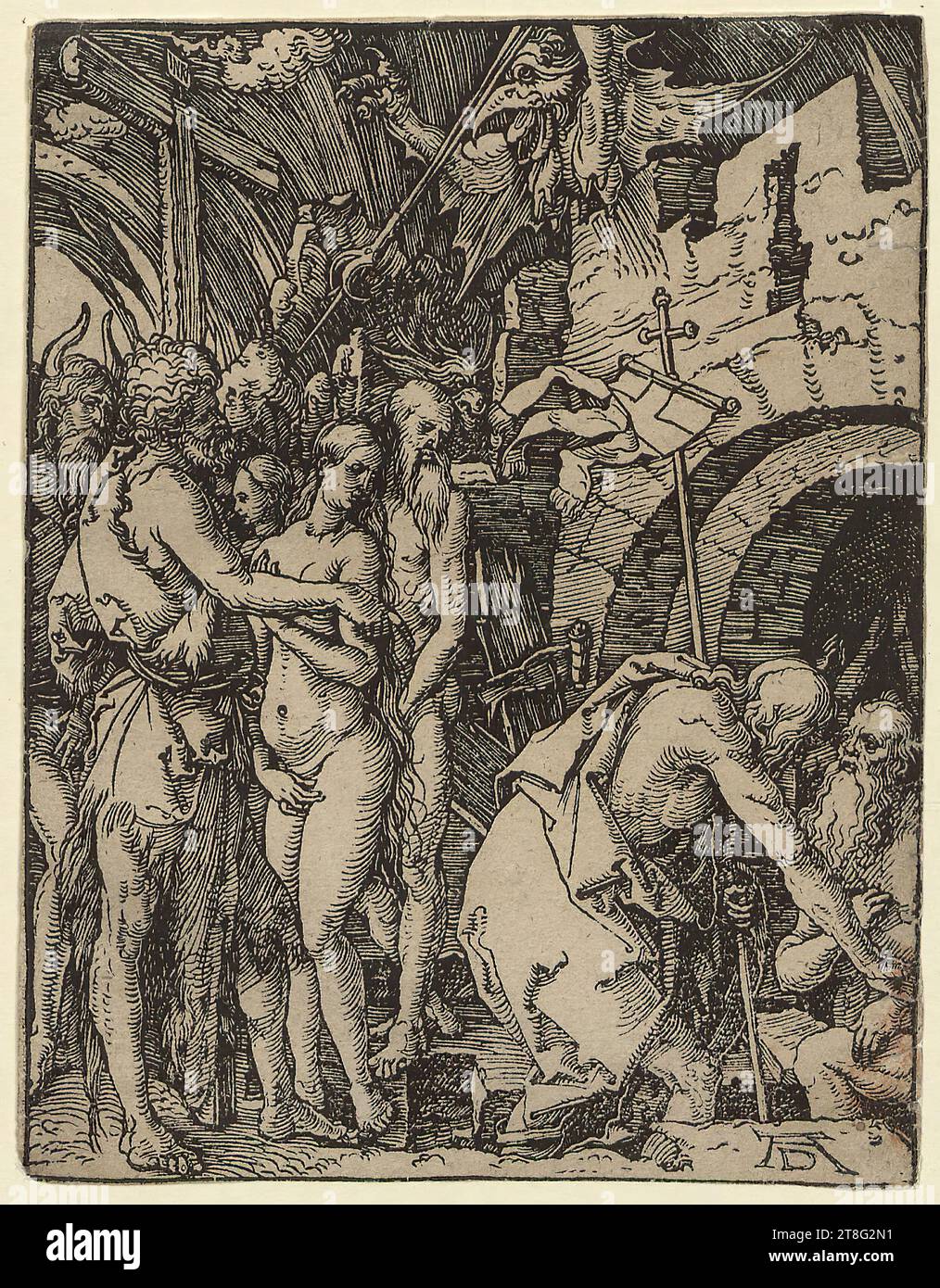 Albrecht Dürer (1471 - 1528), Christ in Limbo, feuille 26 de la série 'Small Woodcut passion', medium : circa 1509, gravure sur bois, taille de la feuille : 12,5 x 9,7 cm, monogramme en bas à droite 'AD Banque D'Images
