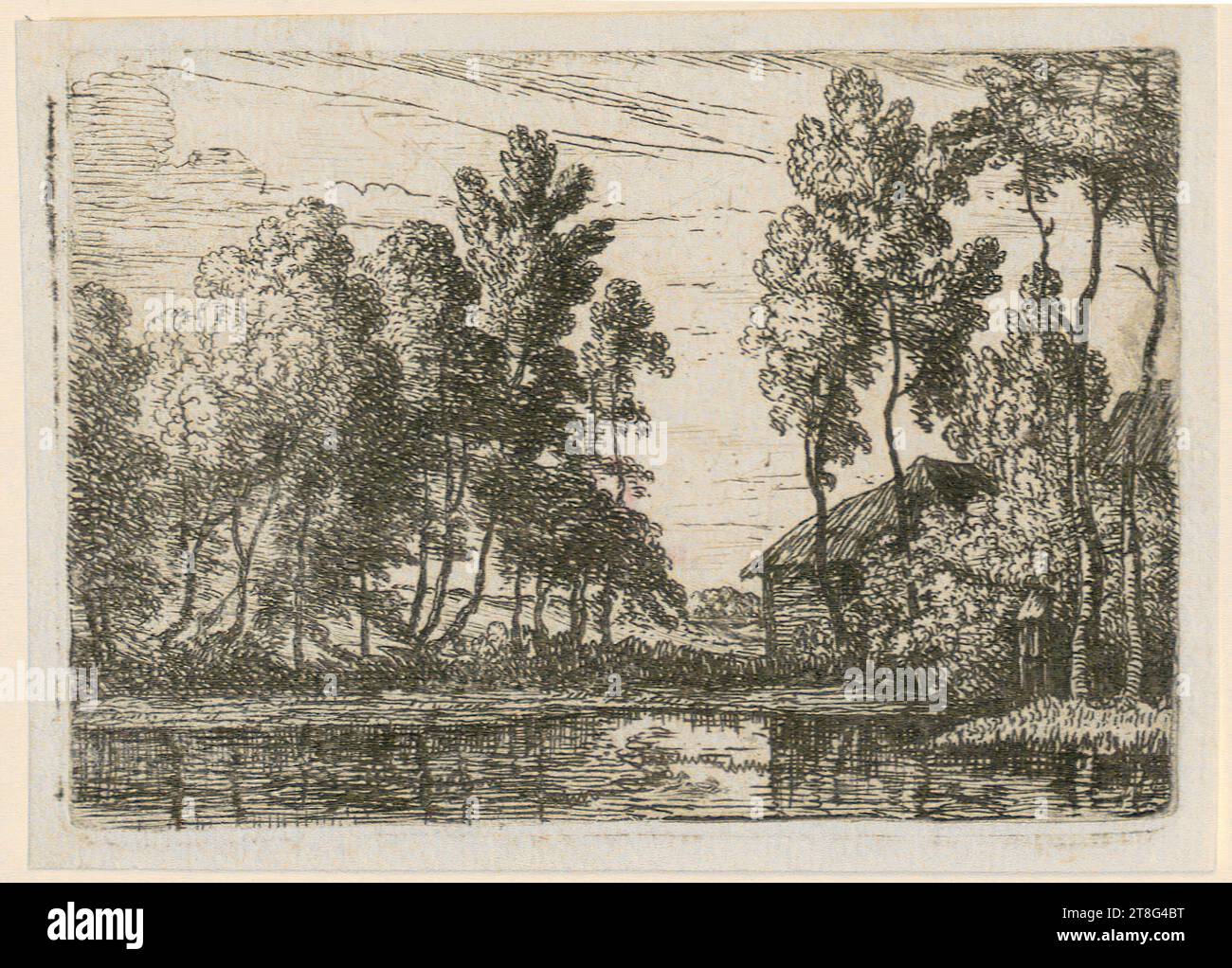 Lodewyk de Vadder (1605 - 1655), Canal, feuille 4 de la série 'petits paysages', origine du support d'impression : c. 1620 - 1655, gravure, taille de la feuille : 7,7 x 10,9 cm, verso en bas à gauche marque de marchand avec blesitift '21244, C. Banque D'Images