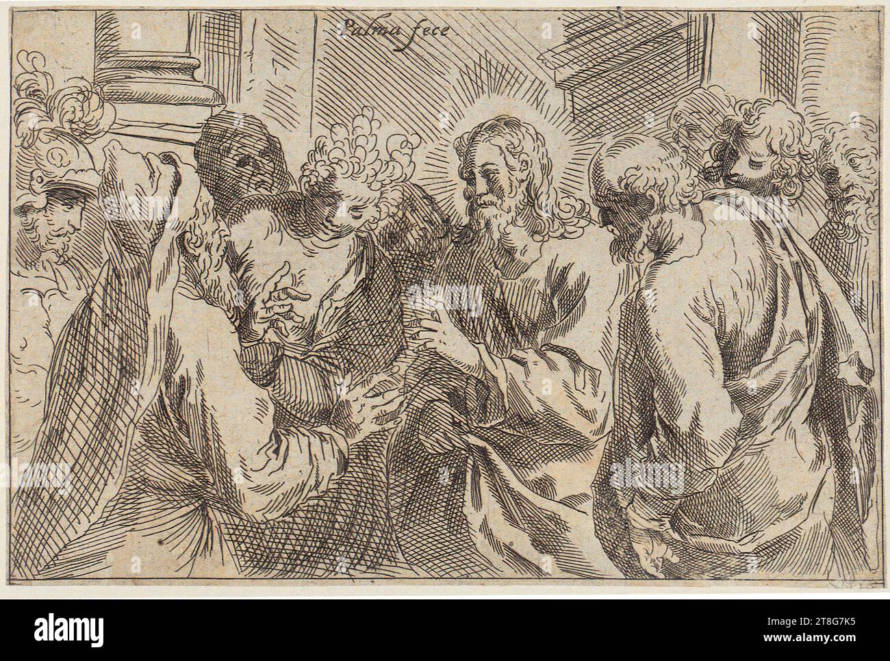 Marcantonio Raimondi (1470, 1482 UM - UM 1527, 1534), artiste Albrecht Dürer (1471 - 1528), copie après les amoureux et la mort, Albrecht Dürer (1471 - 1528), artiste, les amoureux et la mort, Marcantonio Raimondi (1470, 1482 UM - UM 1527, 1534), artiste Albrecht Dürer (1471 - 1528), copie après les amoureux et la mort, Jacopo Palma il Giovane (1544, 1548 UM - 1628), artiste, le Christ et les adultères, origine du support d'impression : vers 1580 - vers 1620, gravure, taille de la feuille : 11. 1 x 16,9 cm (rogné dans la marge de la plaque)' Field3 signé 'Palma Fece' en haut au centre Banque D'Images