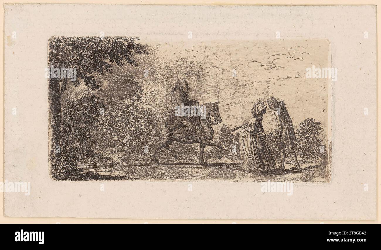 Daniel Nikolaus Chodowiecki (1726 - 1801), artiste, petit cavalier Gentleman avec Dame, support d'impression création : 1794, gravure sur papier vergé, format de feuille : 6,7 x 11,9 cm Platemark : 4,6 x 9,0 cm, verso en bas à droite rouge Banque D'Images