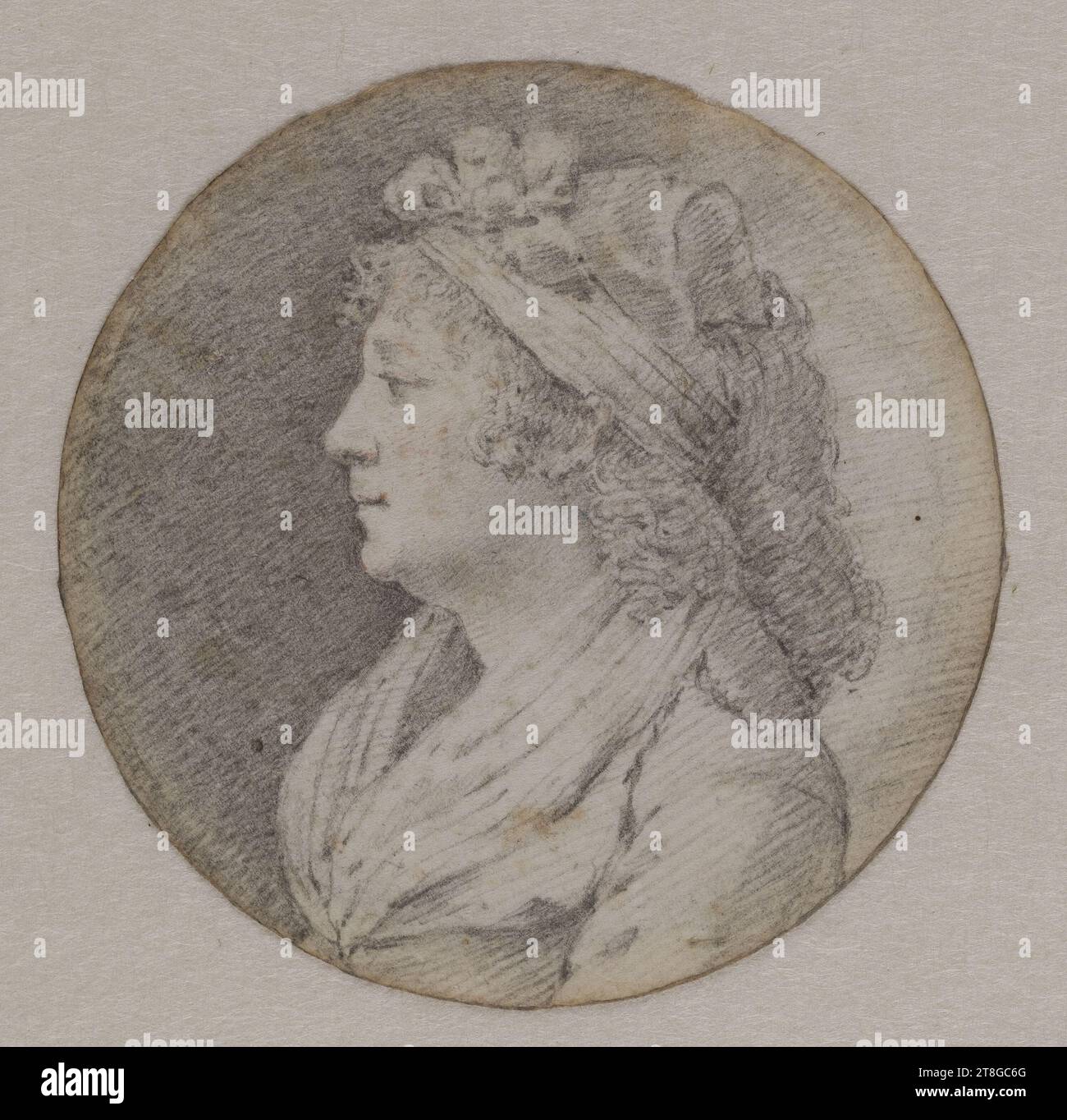 Portrait présumé de la Princesse de Lamballe, dessin, Arts graphiques, dessin, dessin, dimensions - travail : diamètre : 8 cm Banque D'Images