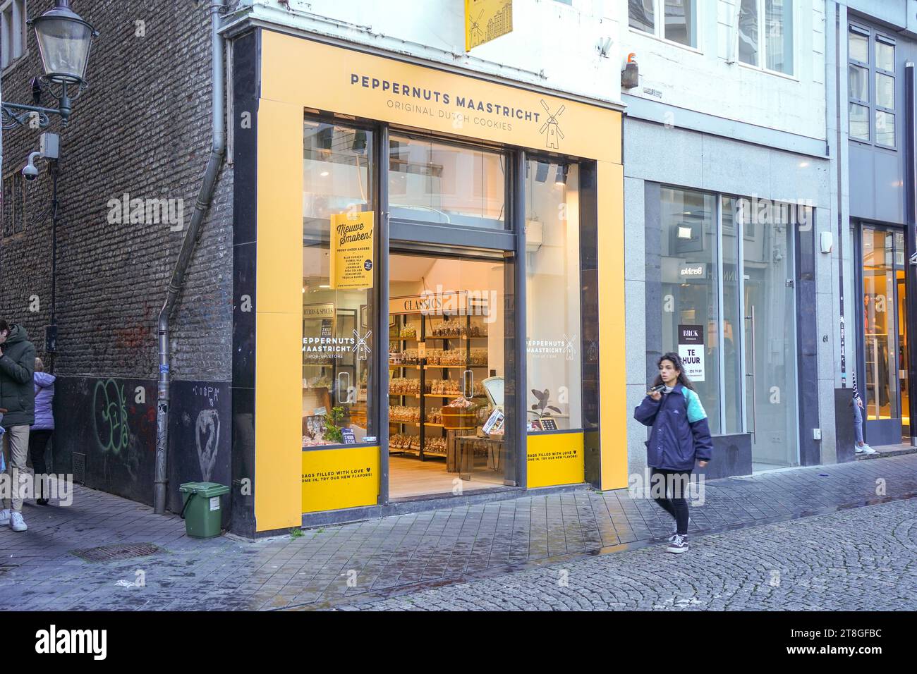 Peppernuts Maastricht, magasin, boutique vendant des cookies hollandais originaux, pays-Bas. Banque D'Images