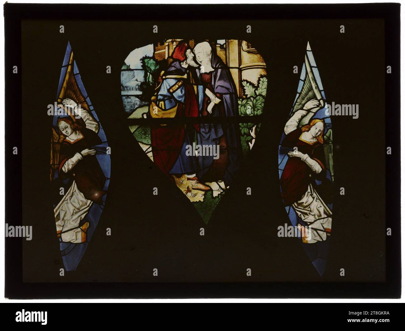 Vitrail de Saint-Gervais-Saint-Protais, photographe, entre 1919, 1e moitié du XIXe siècle, Photographie, Autochrome, Dimensions - oeuvre : hauteur : 20 cm, largeur : 11,9 cm Banque D'Images