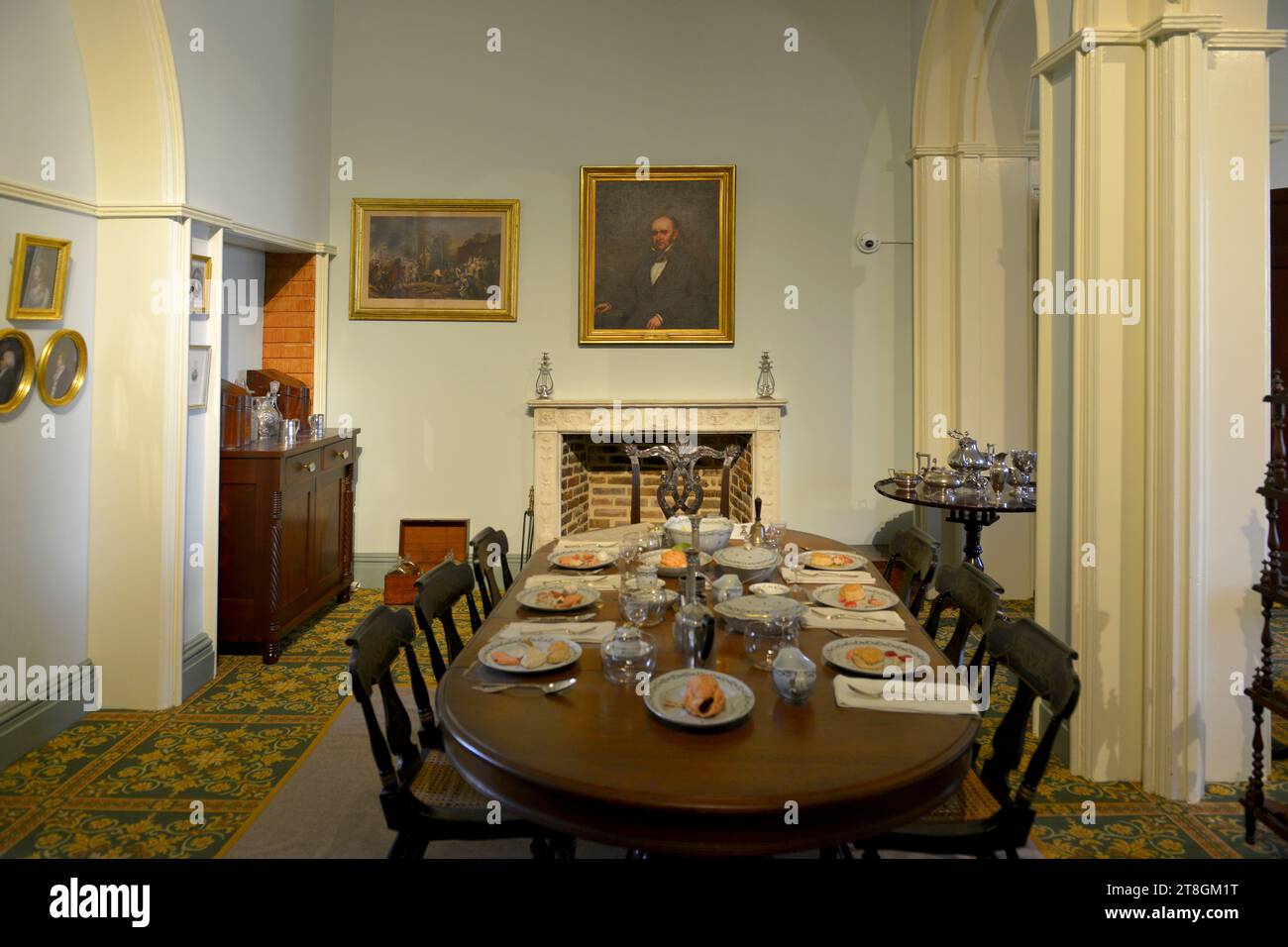 L'intérieur de Arlington House en Virginie avec son décor originel de l'époque de l'après-guerre de Sécession Banque D'Images