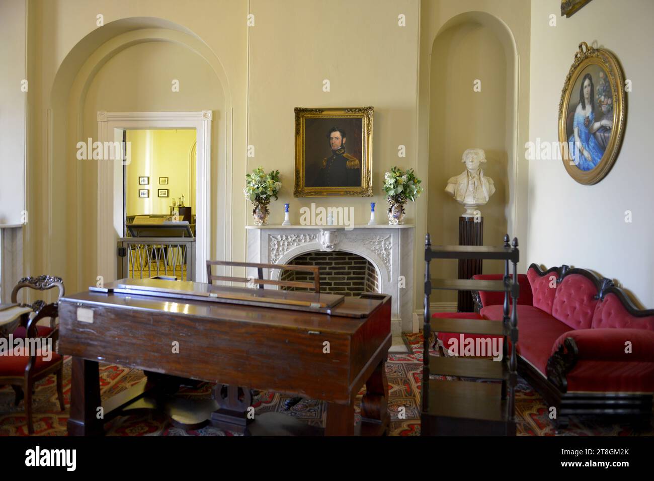 L'intérieur de Arlington House en Virginie avec son décor originel de l'époque de l'après-guerre de Sécession Banque D'Images