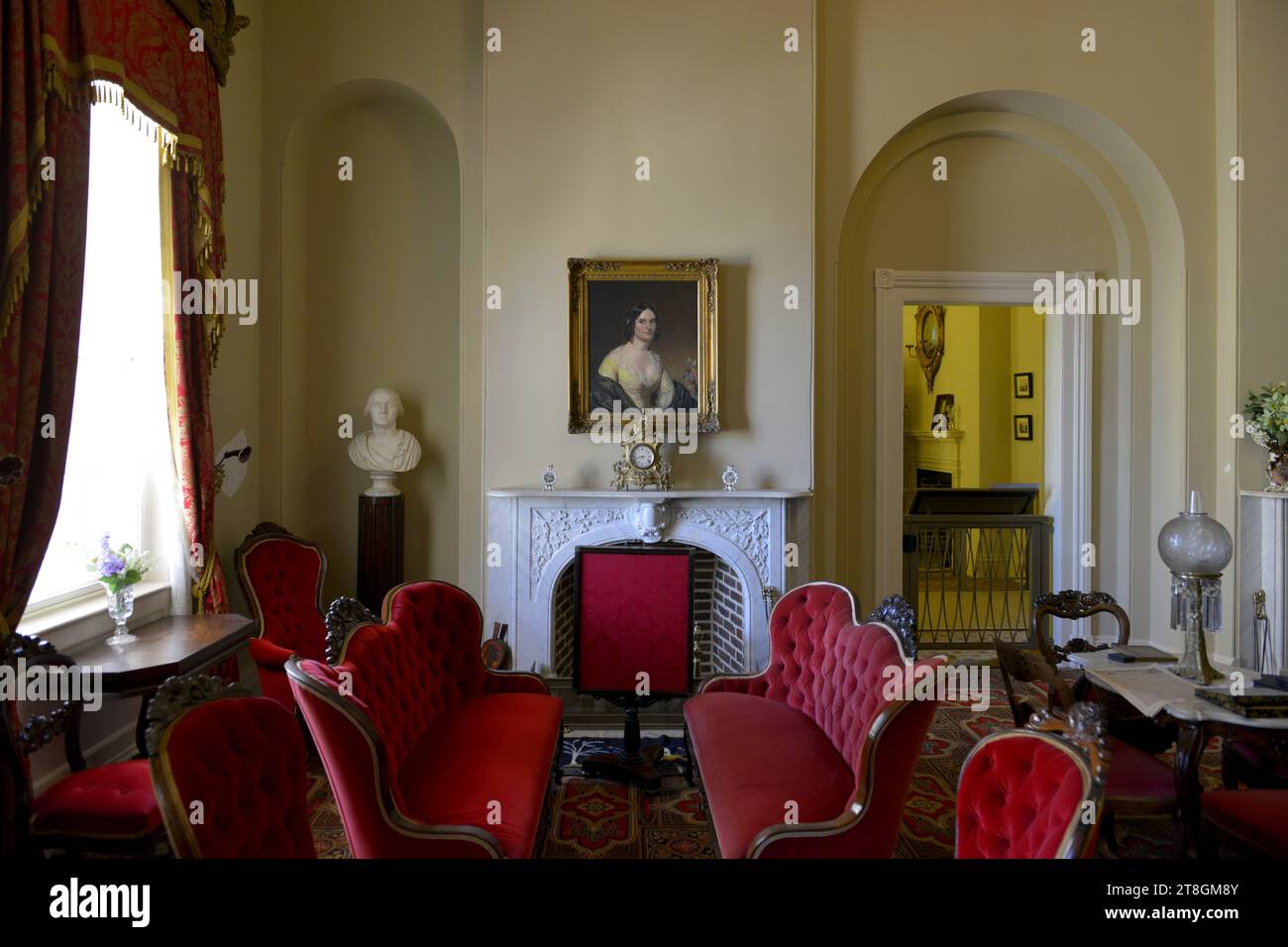 L'intérieur de Arlington House en Virginie avec son décor originel de l'époque de l'après-guerre de Sécession Banque D'Images