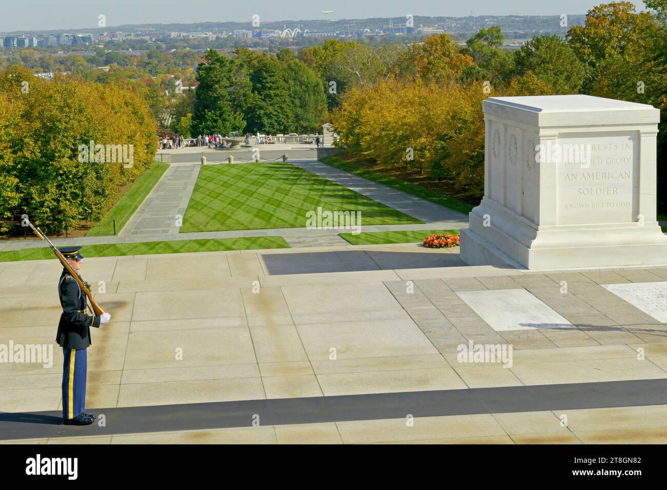 La tombe du soldat inconnu au cimetière d'Arlington en Virginie Banque D'Images