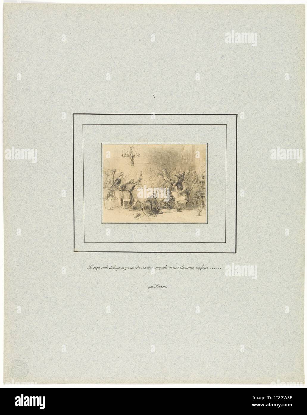 Le banquet, Baron, Henri-Charles-Antoine, dessinateur, en 1838, 19e siècle, Maison de Balzac, Arts graphiques, Illustration de livres, dessin, encre, papier, Graphite, Dimensions - ancienne installation:, hauteur : 36,5 cm, largeur : 29 cm, Dimensions - travail : hauteur : 7,5 cm, largeur : 9,9 cm Banque D'Images
