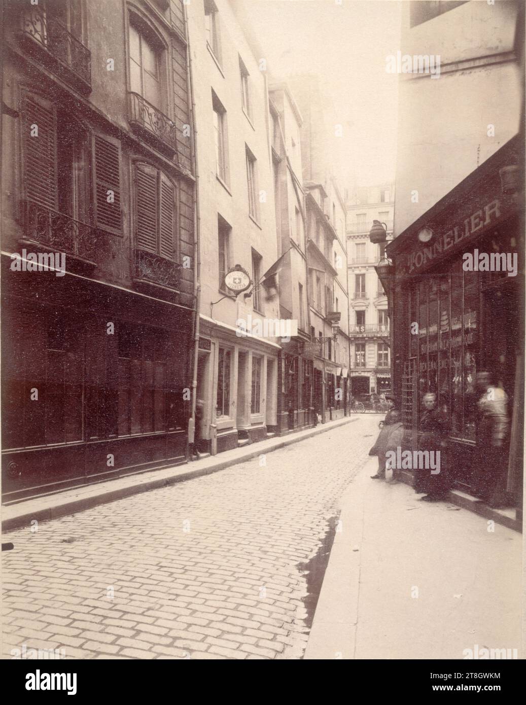 Maison de Nicolas Flamel (1407), 51 rue de Montmorency, 3e arrondissement, Paris, Atget, Eugène (Jean Eugène Auguste Atget), photographe, Photographie, Arts graphiques, Albumen print, dimensions - travail : hauteur : 22,1 cm, largeur : 17,3 cm Banque D'Images