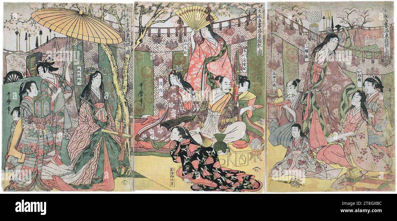 Utamaro (ch. 1802-04) rakutō yūzan Taikō gosai no zu Banque D'Images