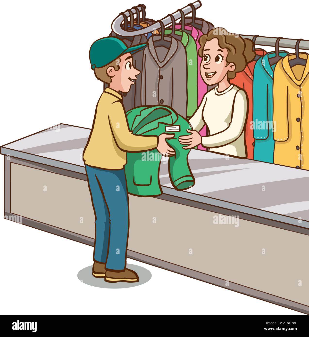 illustration vectorielle de dessin animé d'homme de shopping Illustration de Vecteur