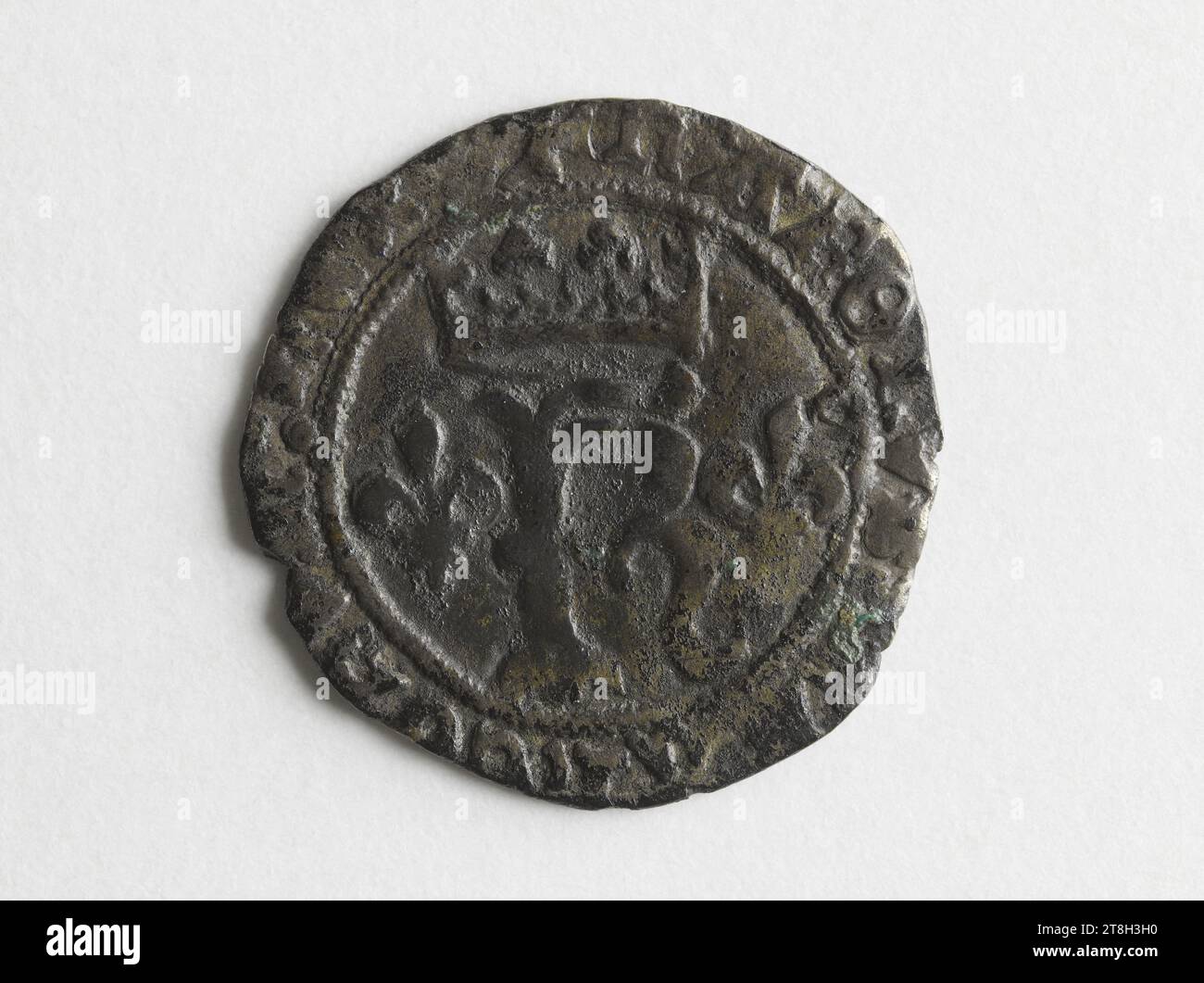 Petit billon karolus de Charles VIII, 1488, graveur de médaille, Array, Numismatique, menthes, Dimensions - travail : diamètre : 1,89 cm, poids (taille du type) : 1,24 g. Banque D'Images