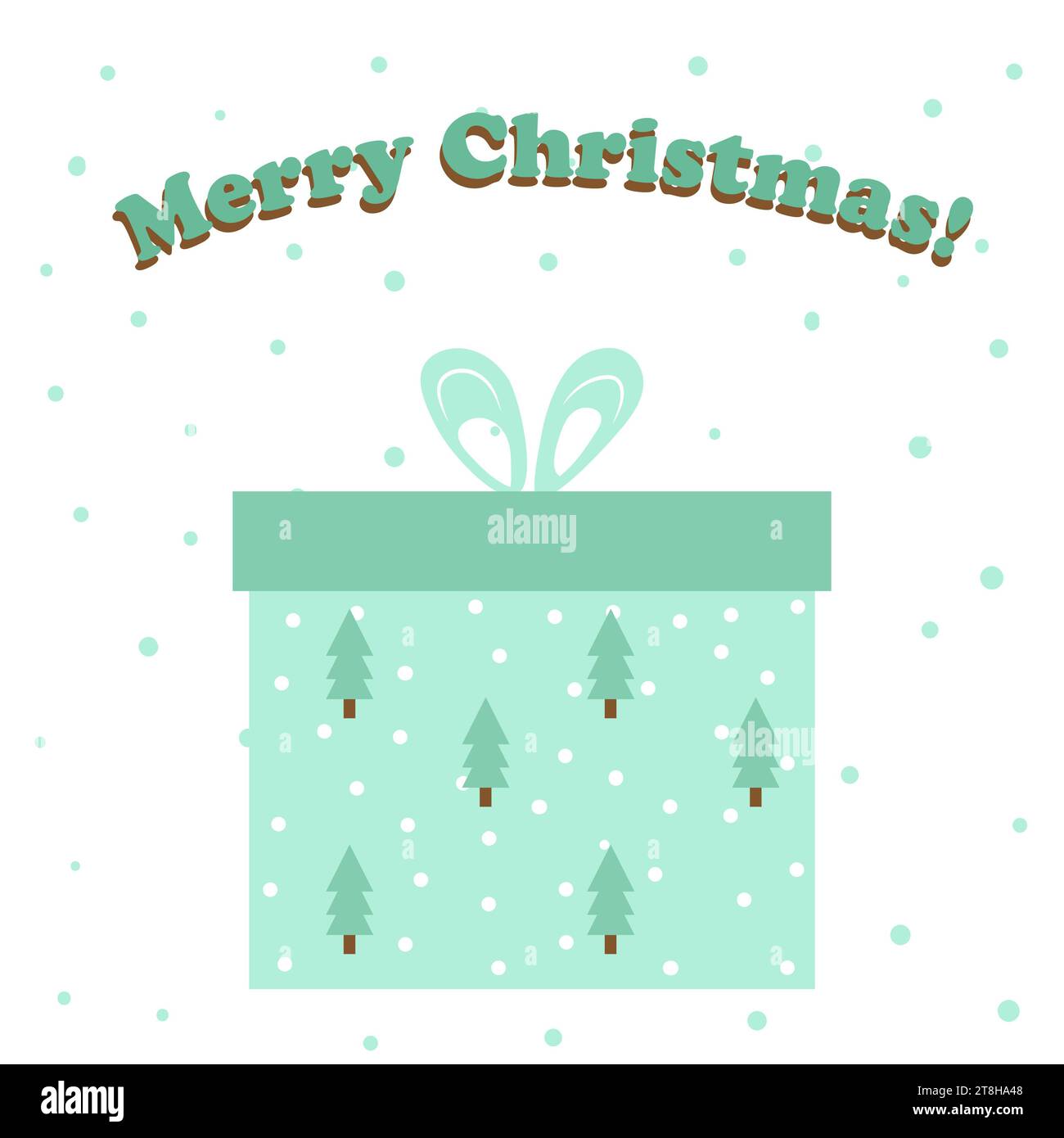 Une carte de voeux Joyeux Noël avec une illustration vectorielle de boîte cadeau verte. Banque D'Images