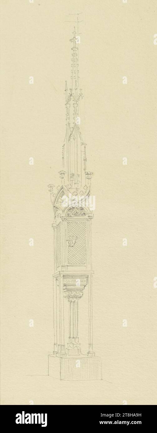 CARL THEODOR REIFFENSTEIN, arrière-cour à Kirn, 23 août 1873, feuille, 108 x 85 mm, crayon sur papier, arrière-cour à Kirn, CARL THEODOR REIFFENSTEIN, page, rubans adhésifs, volume 31, page 58, KIRN, 19TH CENTURY, DESSIN, crayon sur papier, MÉLANGE GRAPHITE-ARGILE, PAPIER, DESSIN AU CRAYON, ALLEMAND, ÉTUDE ARCHITECTURALE, ÉTUDE DE VOYAGE, daté et inscrit en bas à droite, au crayon, Kirn 23 août 1873., numéroté sur la page au-dessus du dessin, au stylo noir Banque D'Images