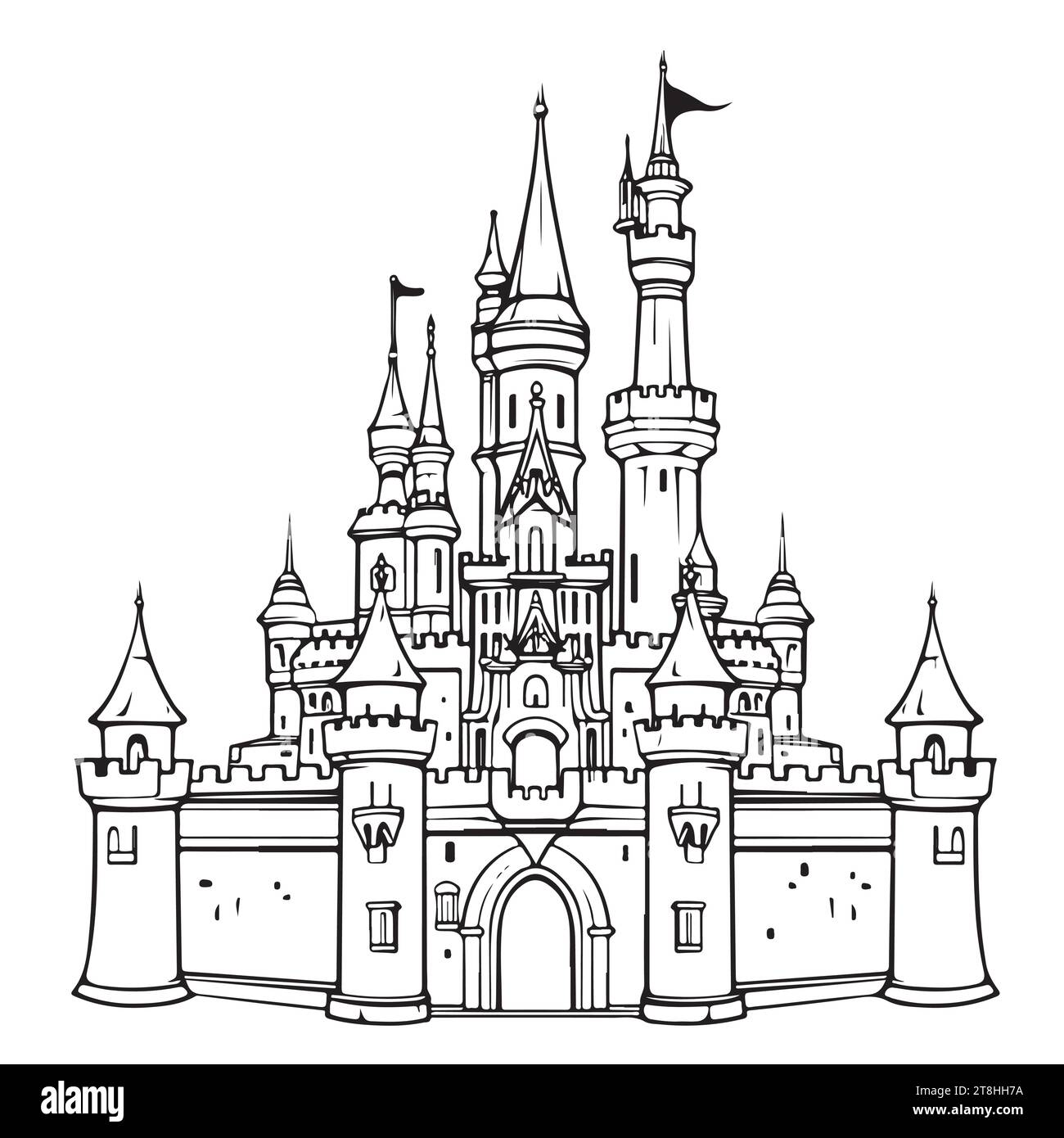 Esquisse de château médiéval. Illustration vectorielle sur fond blanc Illustration de Vecteur