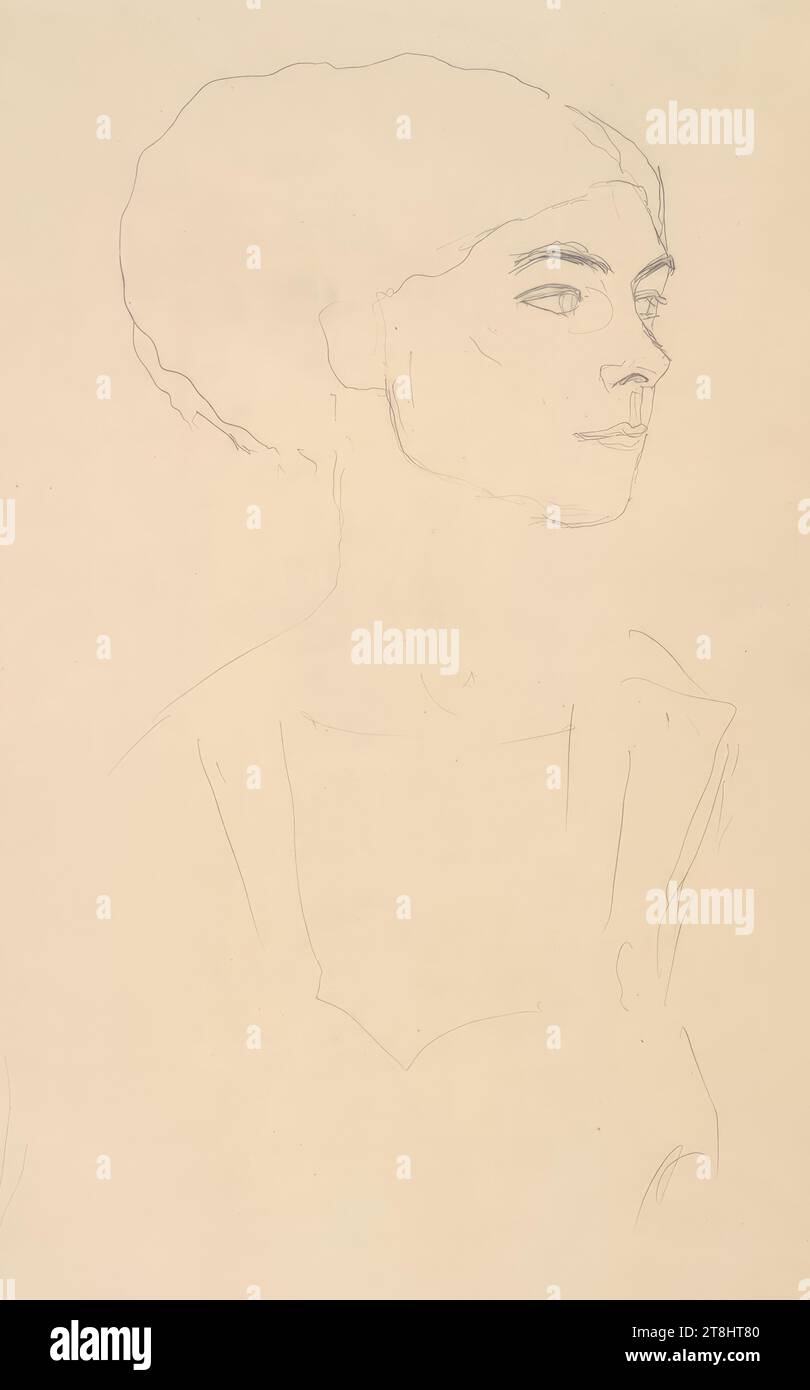 Tête de femme en profil de trois quarts, Gustav Klimt, Vienne 1862 - 1918 Vienne, 1907-1908, dessin, crayon, feuille : 51,2 x 35 cm, Autriche Banque D'Images