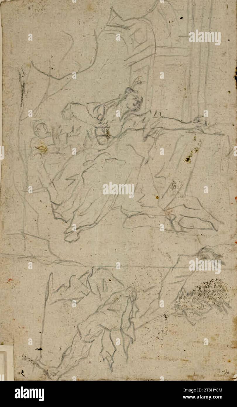 Mort de Dido, variante 1, anonyme, dessin, stylo en plomb, 14,7 x 9,3 cm Banque D'Images