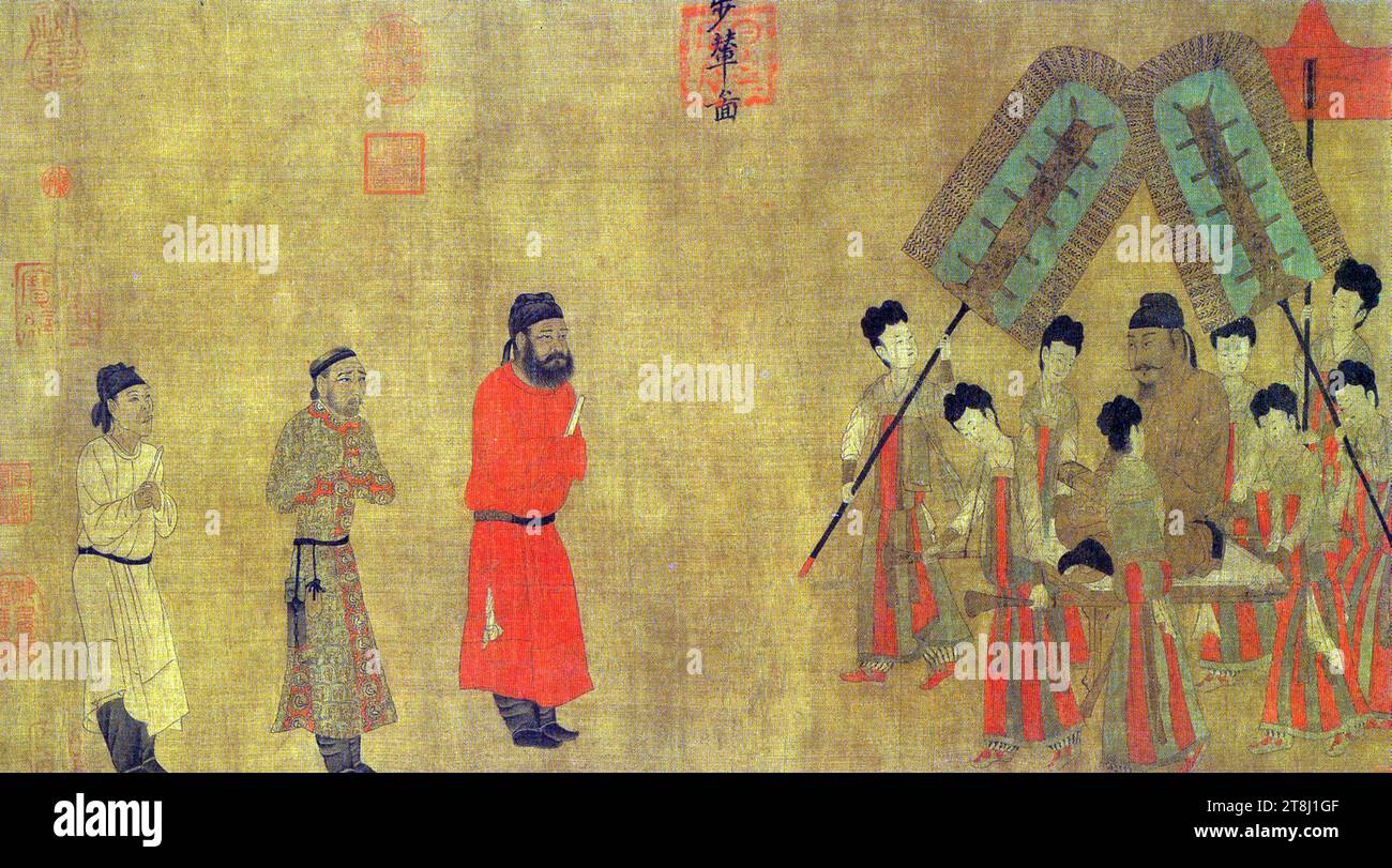 L'empereur Taizong reçoit l'envoyé tibétain, Yan Liben Banque D'Images