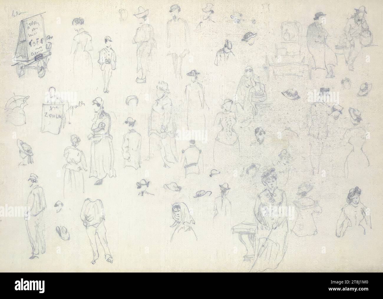Croquis divers, carnet de croquis Alt Franz ; 27 pages paginées, Franz Alt, Vienne 1821 - 1914 Vienne, carnet de croquis : 1879-1883, dessin, crayon, feuille : 9,6 cm x 14,1 cm, Autriche Banque D'Images