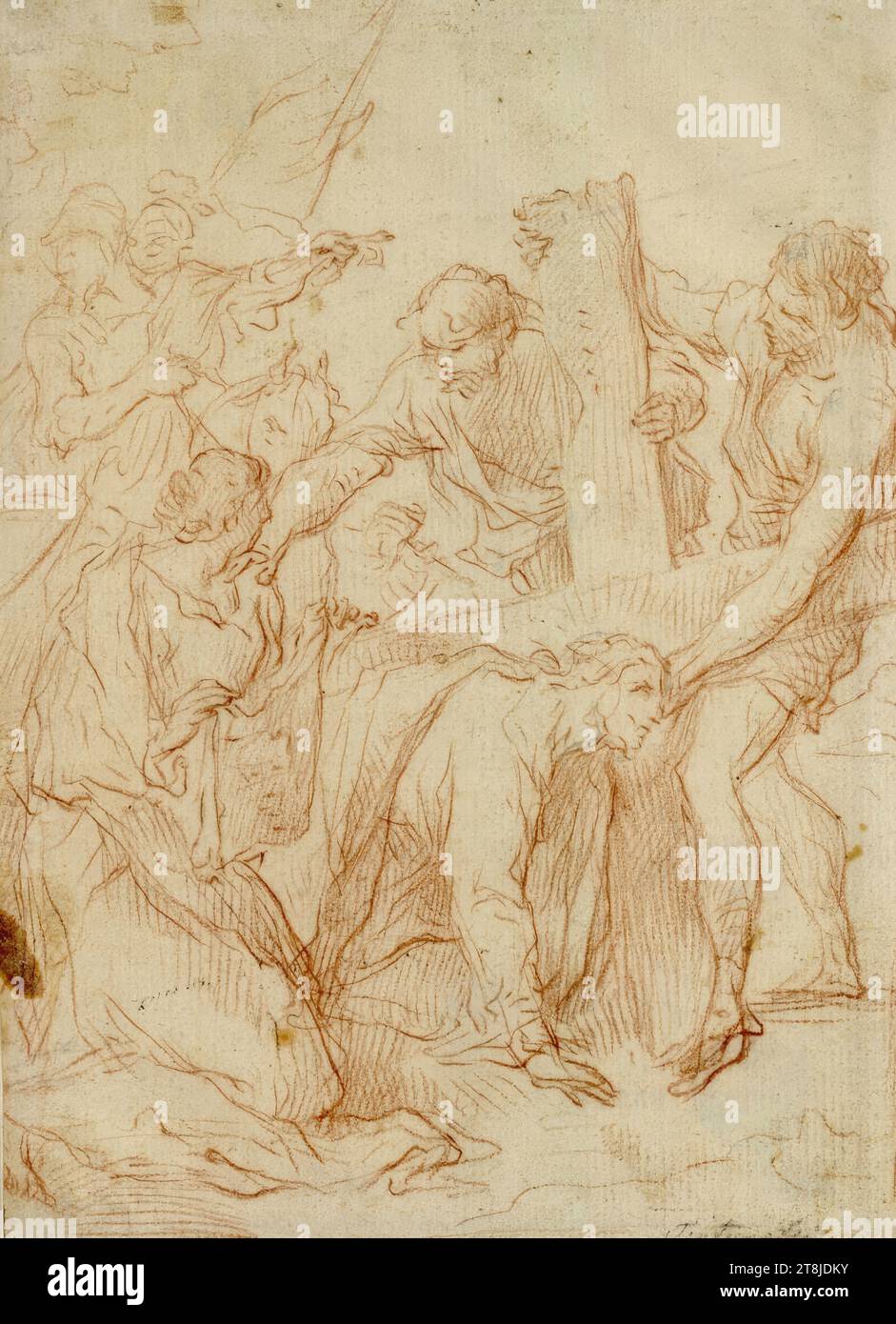 Portant la Croix, autrichien, 18e siècle, dessin, craie rouge, 17,8 x 12,8 cm, Lanna, verso, en bas à droite au crayon 'Tintoretto' ; verso : '6 Banque D'Images